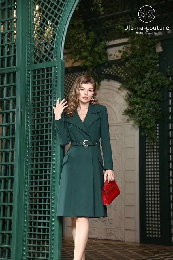 Washable Wool Round Neck Single-Breasted Women Jacket ULA