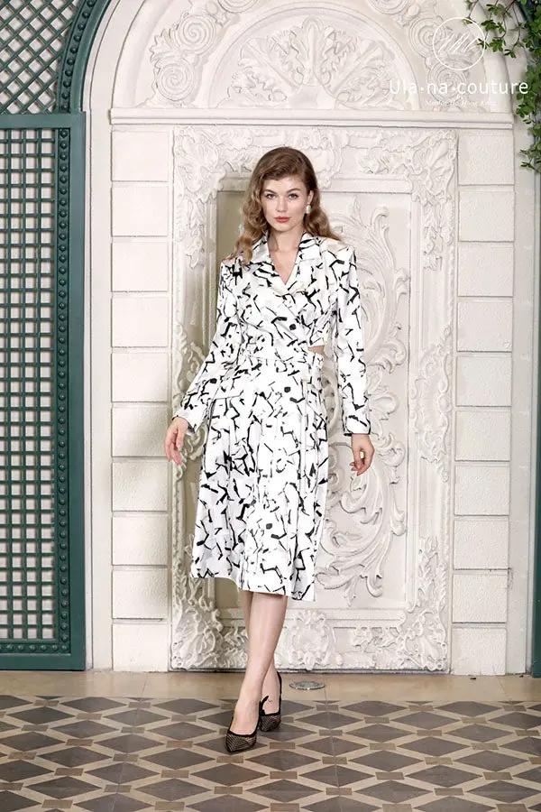 Women's Autumn and Winter High-end Waist-cinching Buttoned Suit Dress ULA