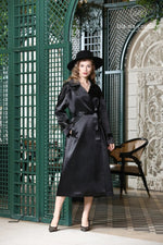 Chic Black Trench Coat with Self-Tie Belt