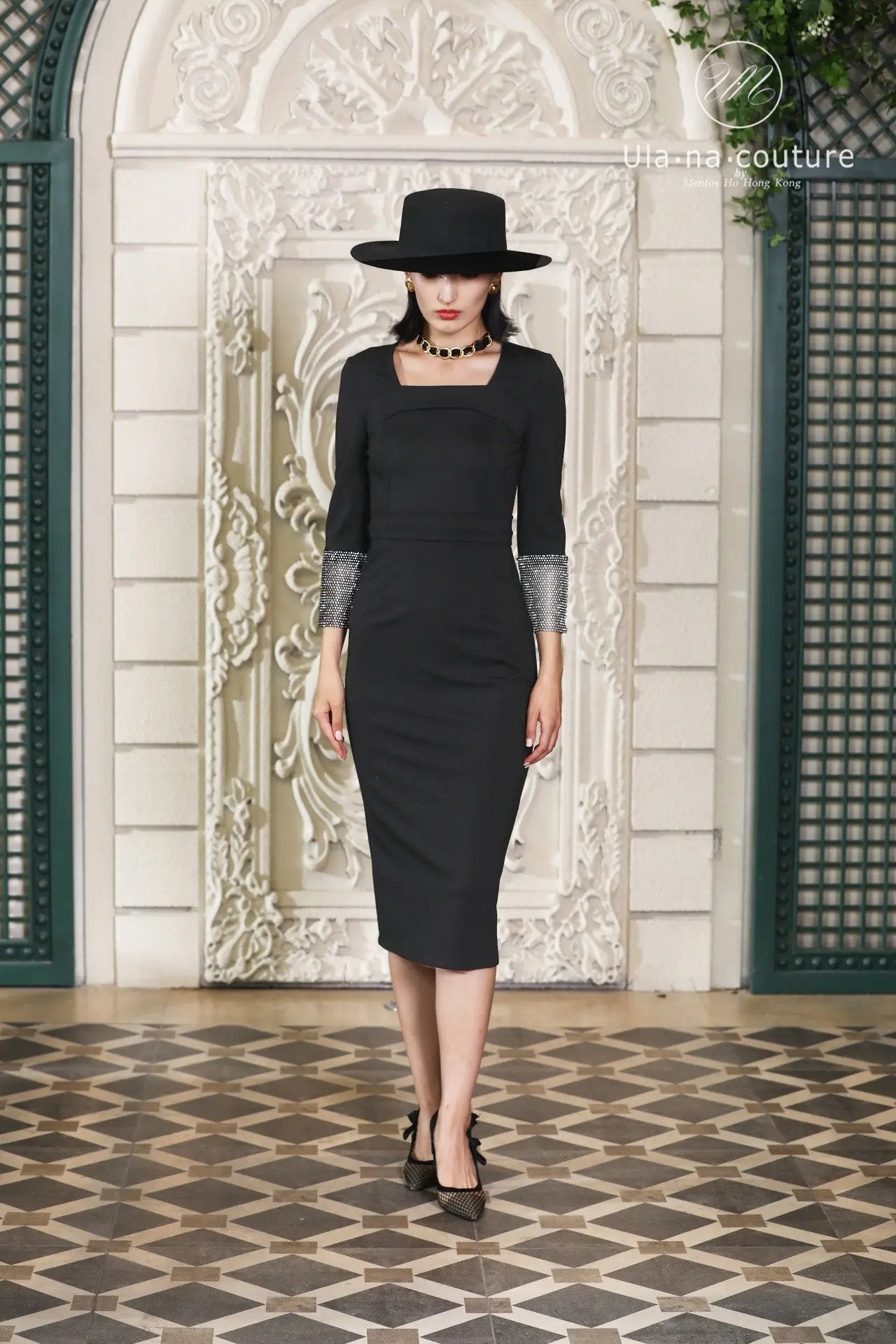 High end exquisite black dress winter 2024 new women's clothing temperament French formal dress long skirt ULA