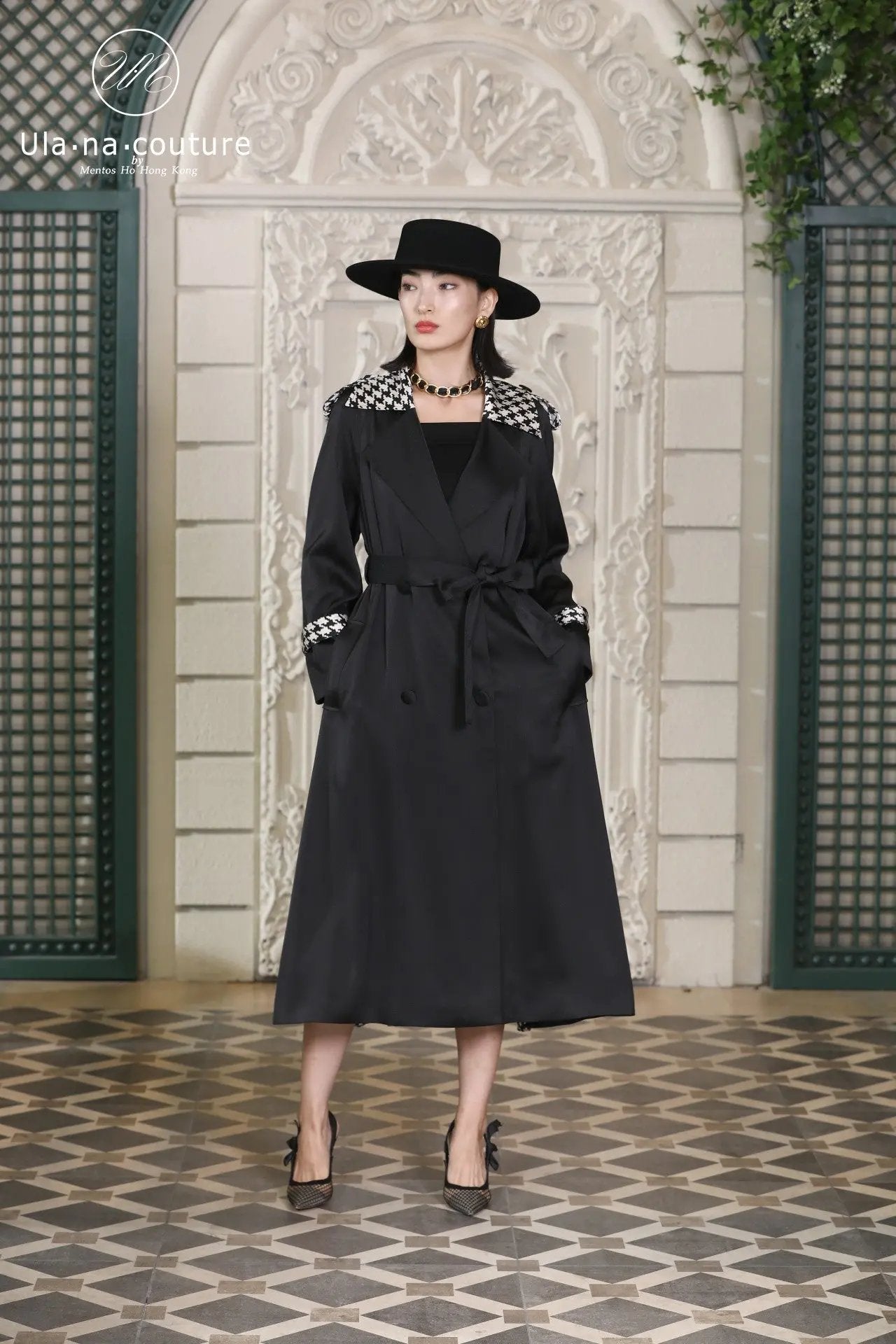 Waist tightening slimming sleeveless trench coat dress for women ULA