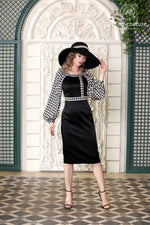 Elegant Black and White Houndstooth Dress for a Sophisticated Look