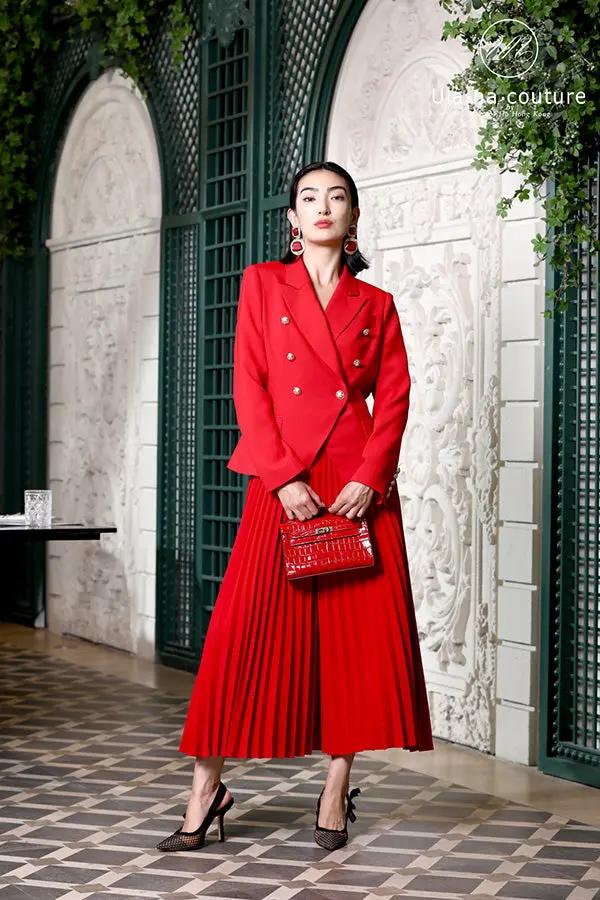 Women's Elegant and Stylish Pleated Wide-Leg Pants Suit ULA