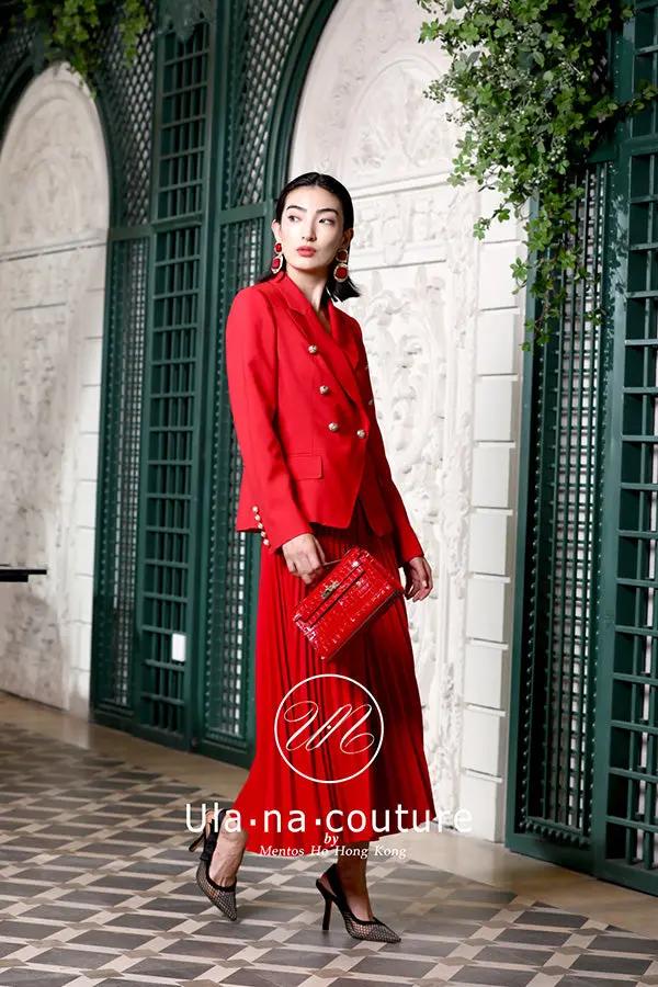 Women's Elegant and Stylish Pleated Wide-Leg Pants Suit ULA