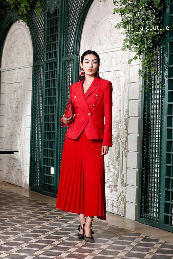 Women's Elegant and Stylish Pleated Wide-Leg Pants Suit ULA