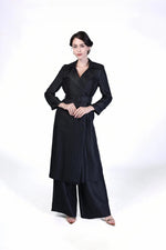 Black Trench Coat with Double Breasted Buckles