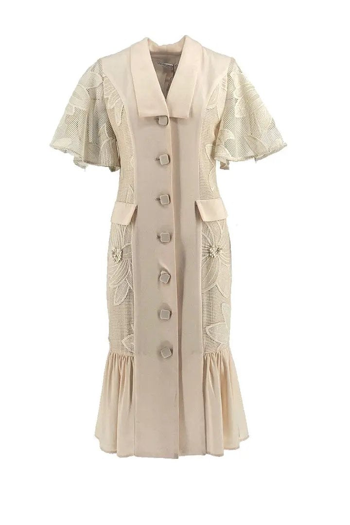 Classic Cream Midi Dress - Polished and Elegant ULA