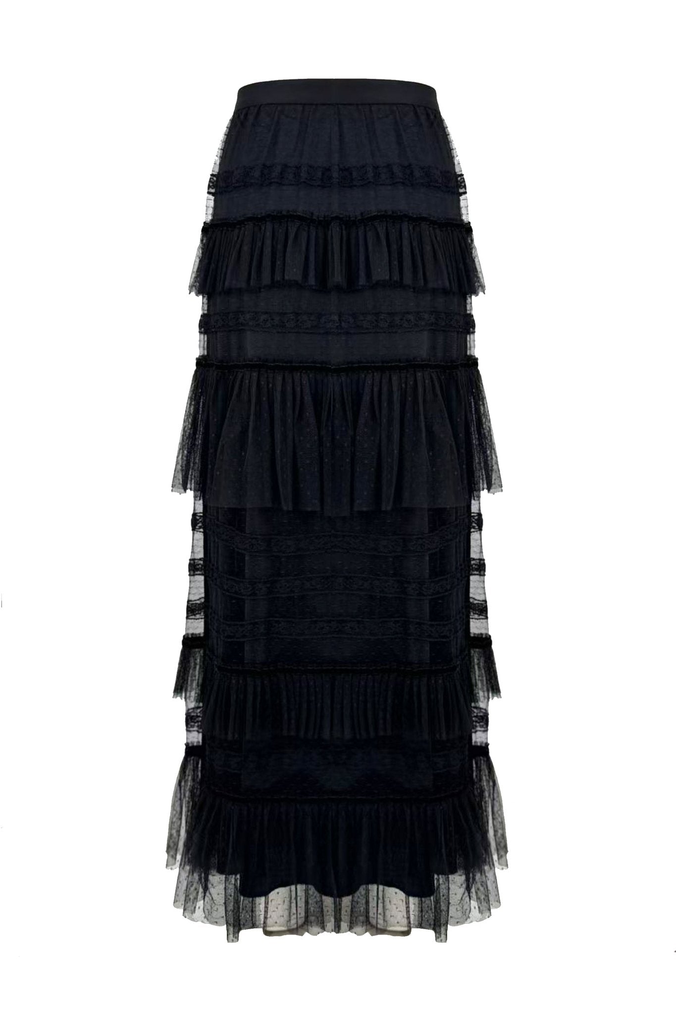 Black Tiered Tulle Maxi Skirt