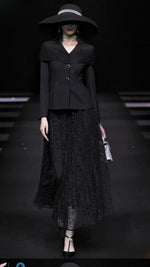 Luxury Black Ruffled Peplum Jacket | Ula-na Couture