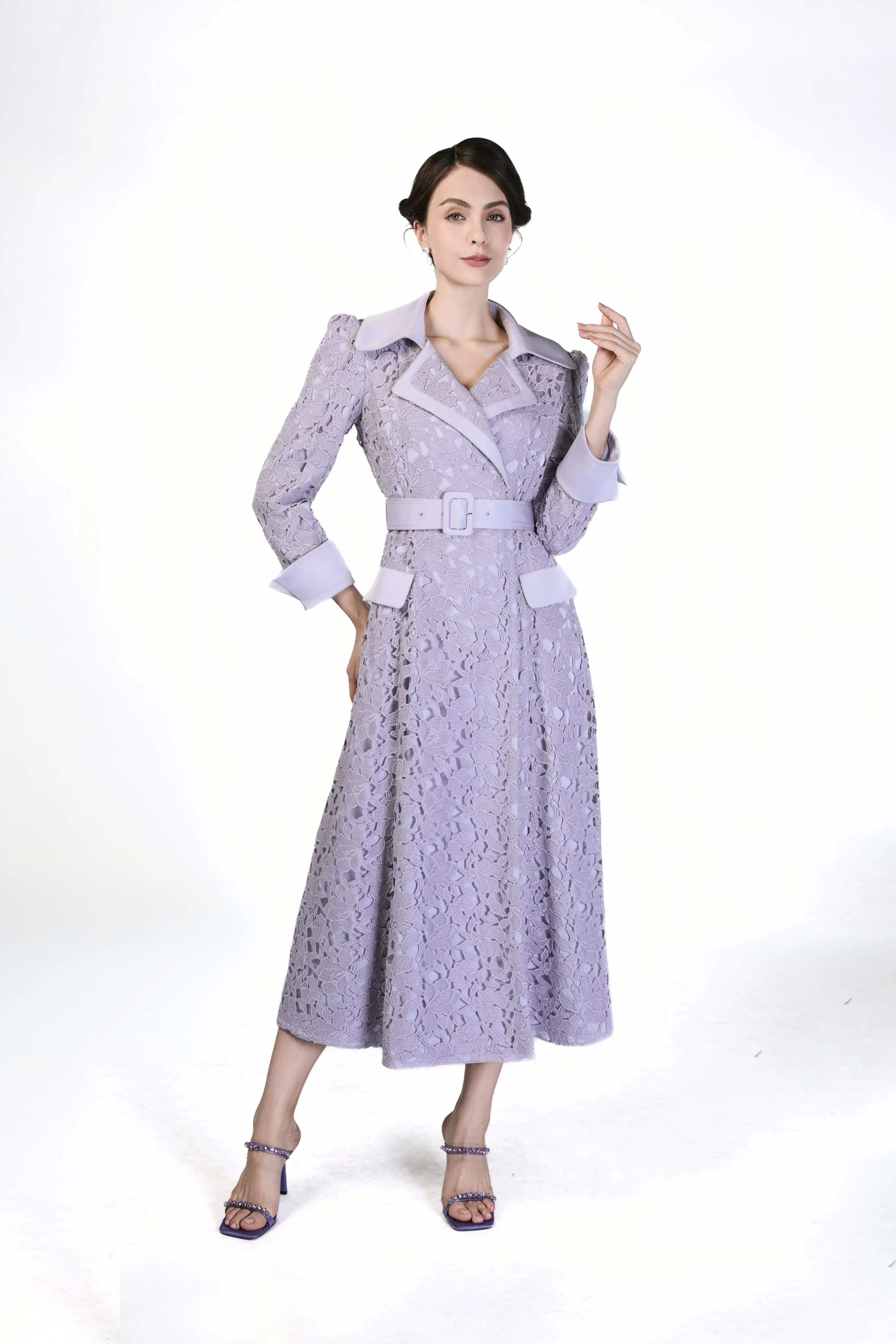 Lace Trench Coat with Belted Waist ULA