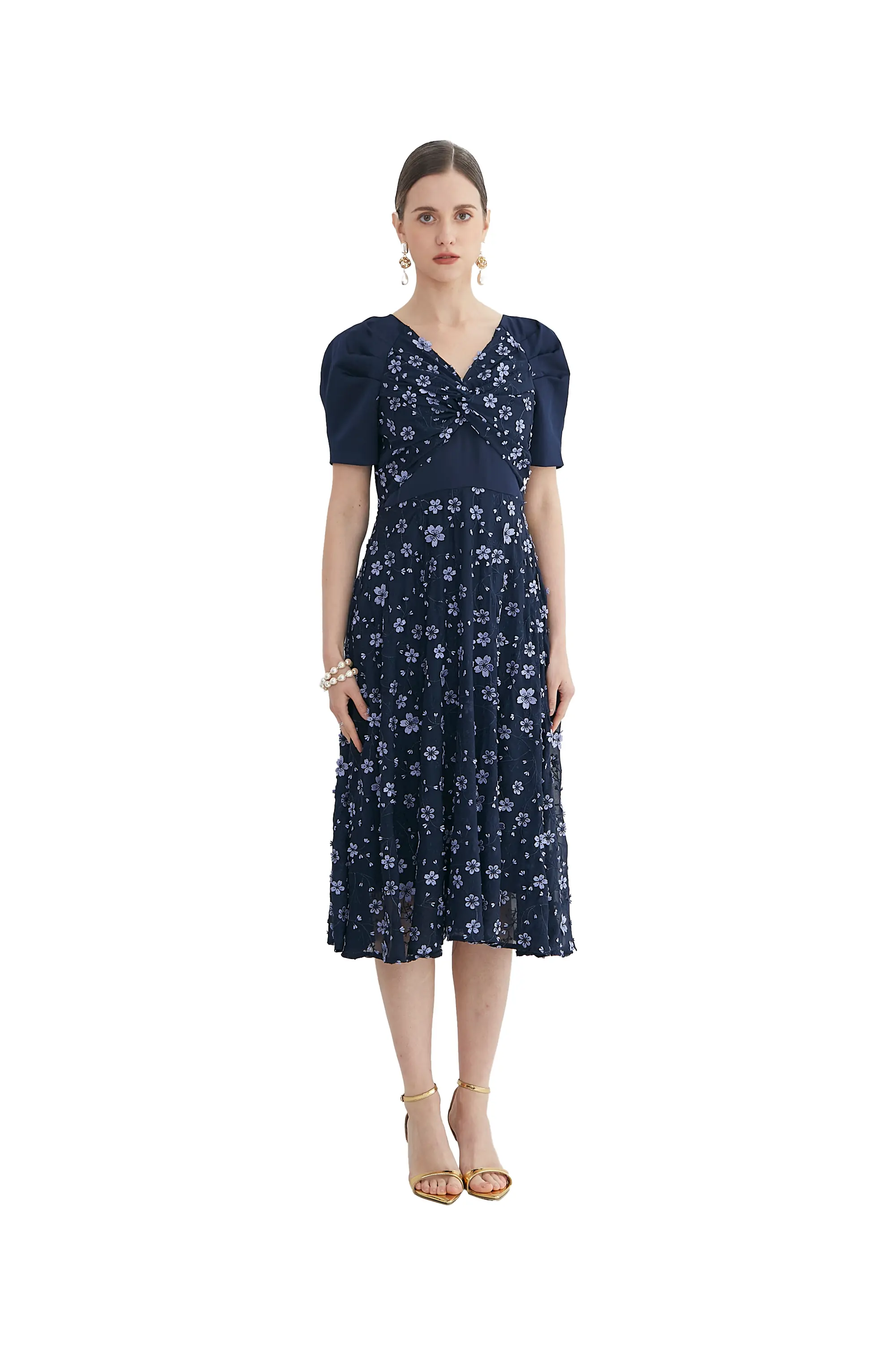Pretty Navy Blue Floral Dress - Fresh Style ULA