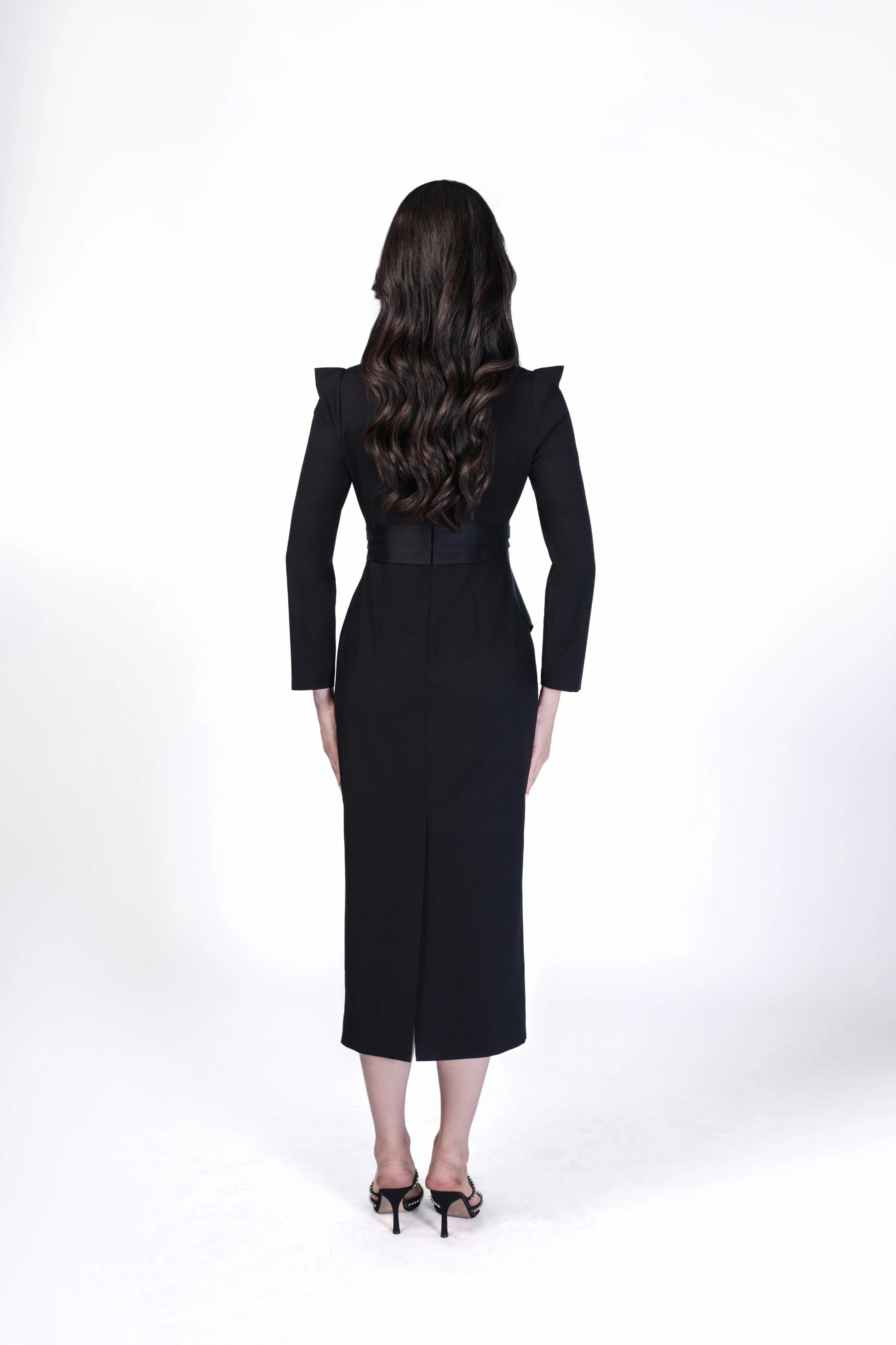 Textured Black Pleated Pants ULA