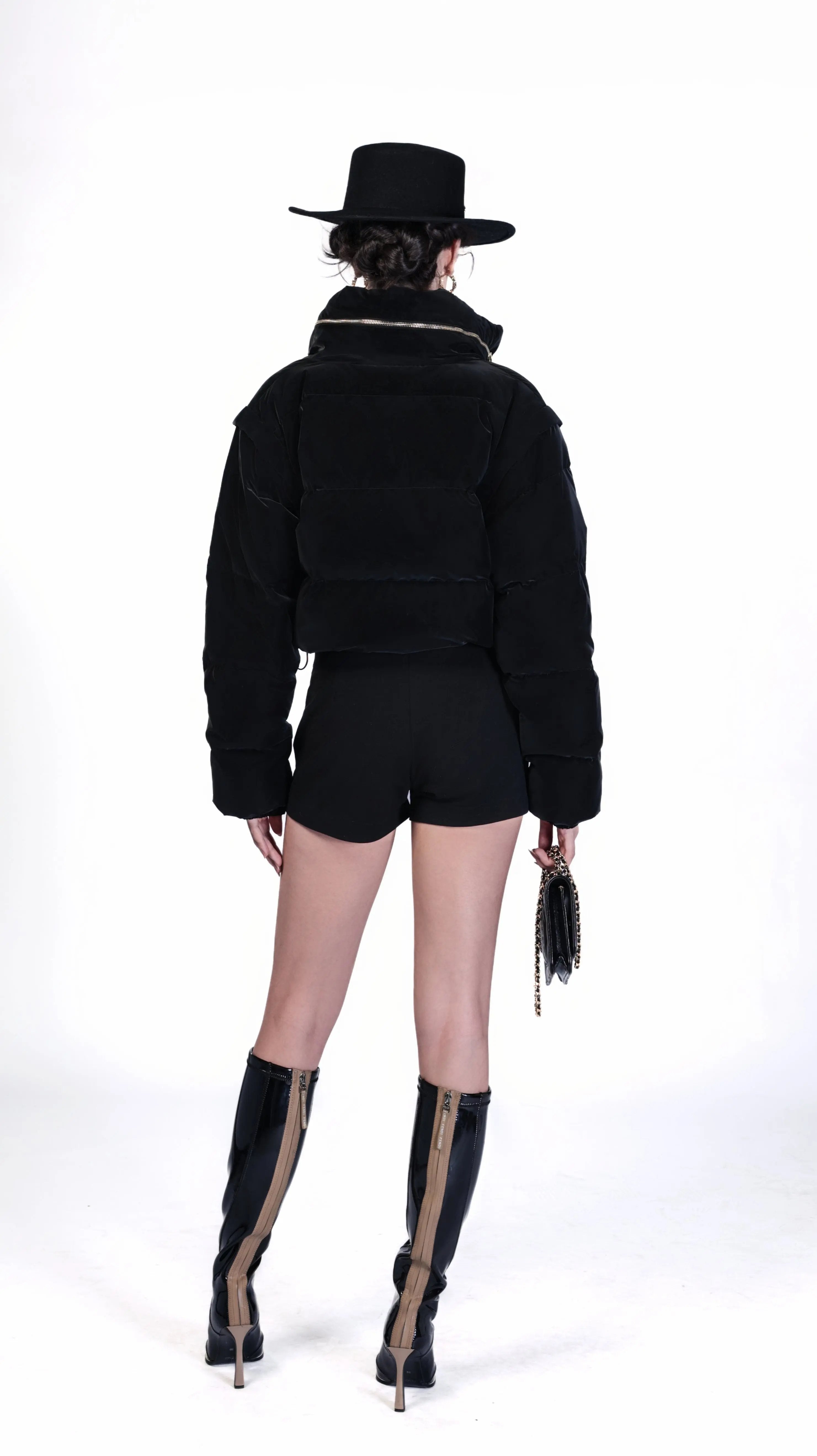 Cool Black Cropped Puffer Jacket - Winter Essential ULA