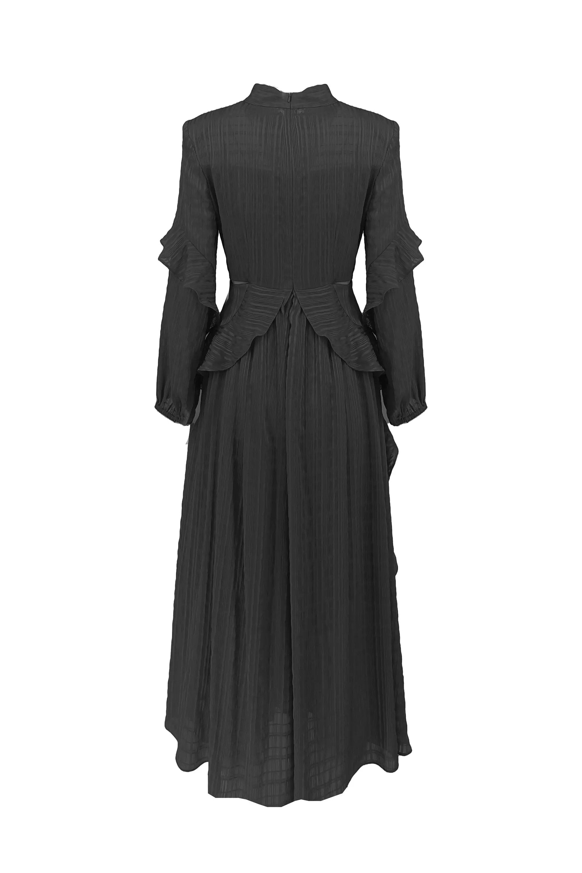 French Long-sleeved Pleated Waist-revealing Elegant Long Dress ULA