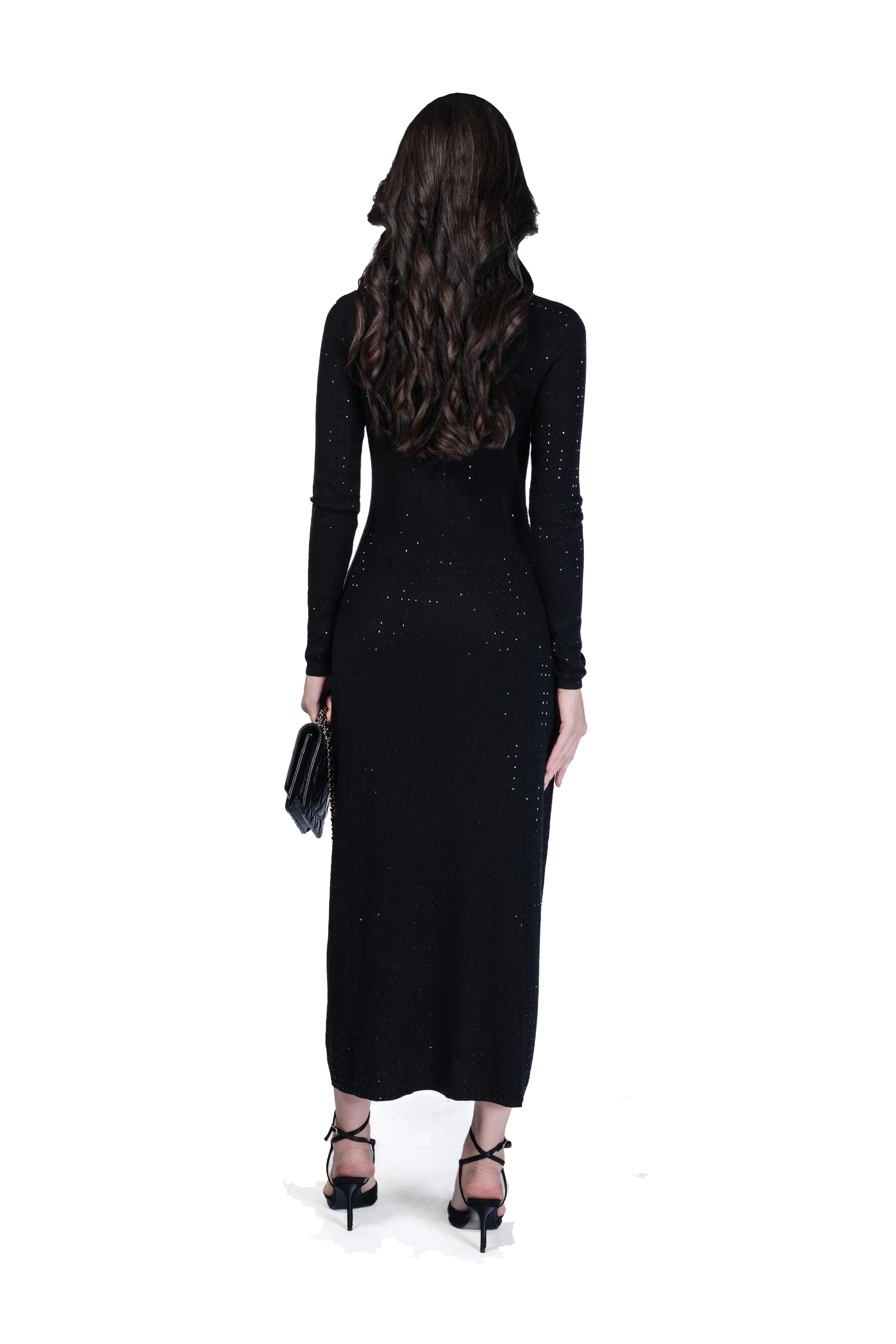 Elegant Black Sparkle Knit Dress ULA