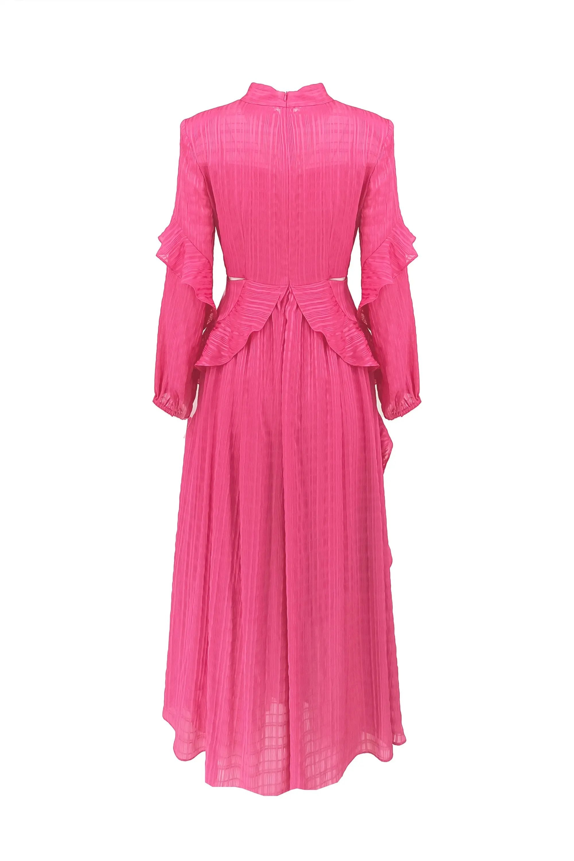 French Long-sleeved Pleated Waist-revealing Elegant Long Dress ULA