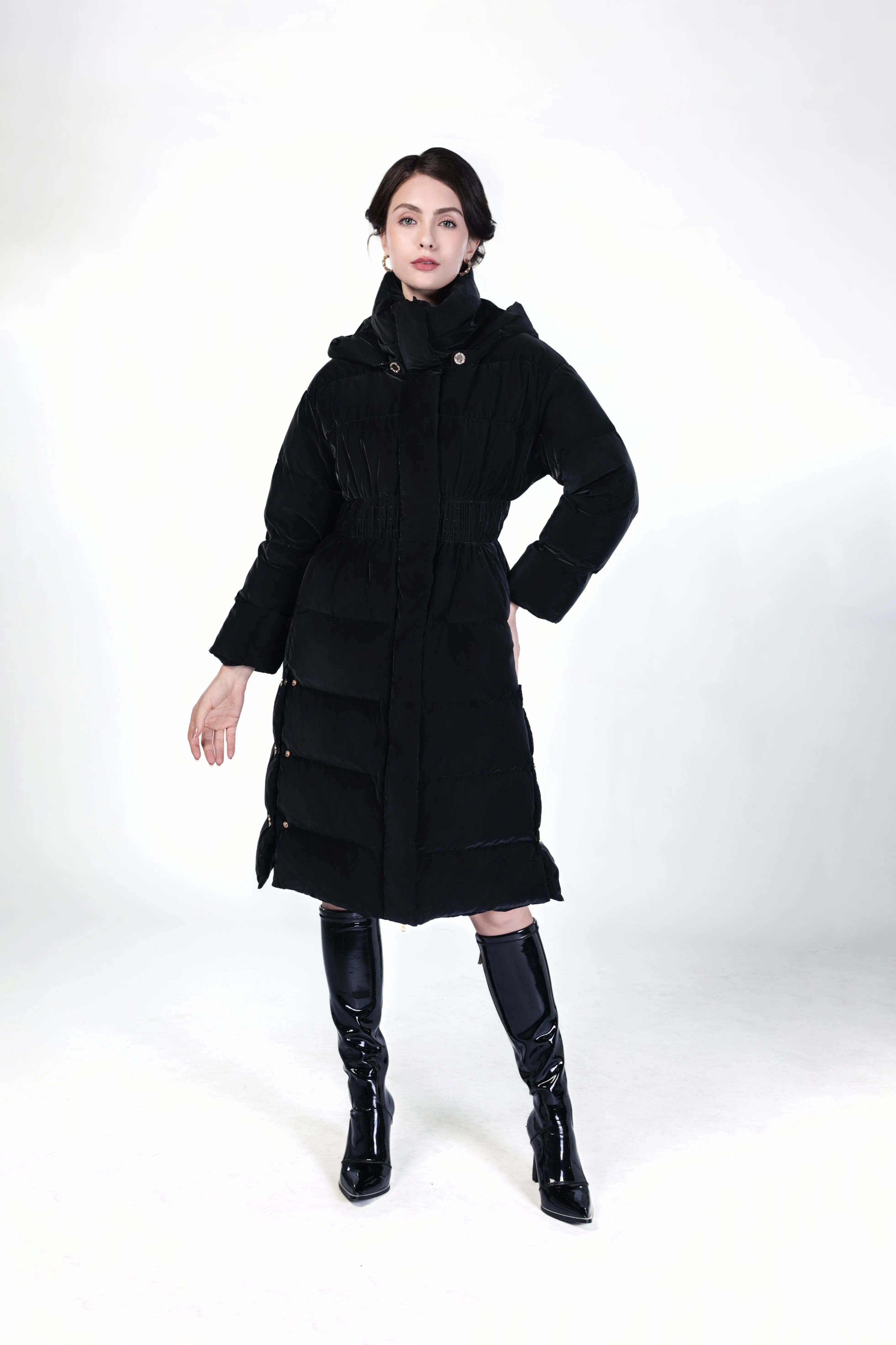 Sophisticated Black Long Puffer Coat - Winter Elegance ULA