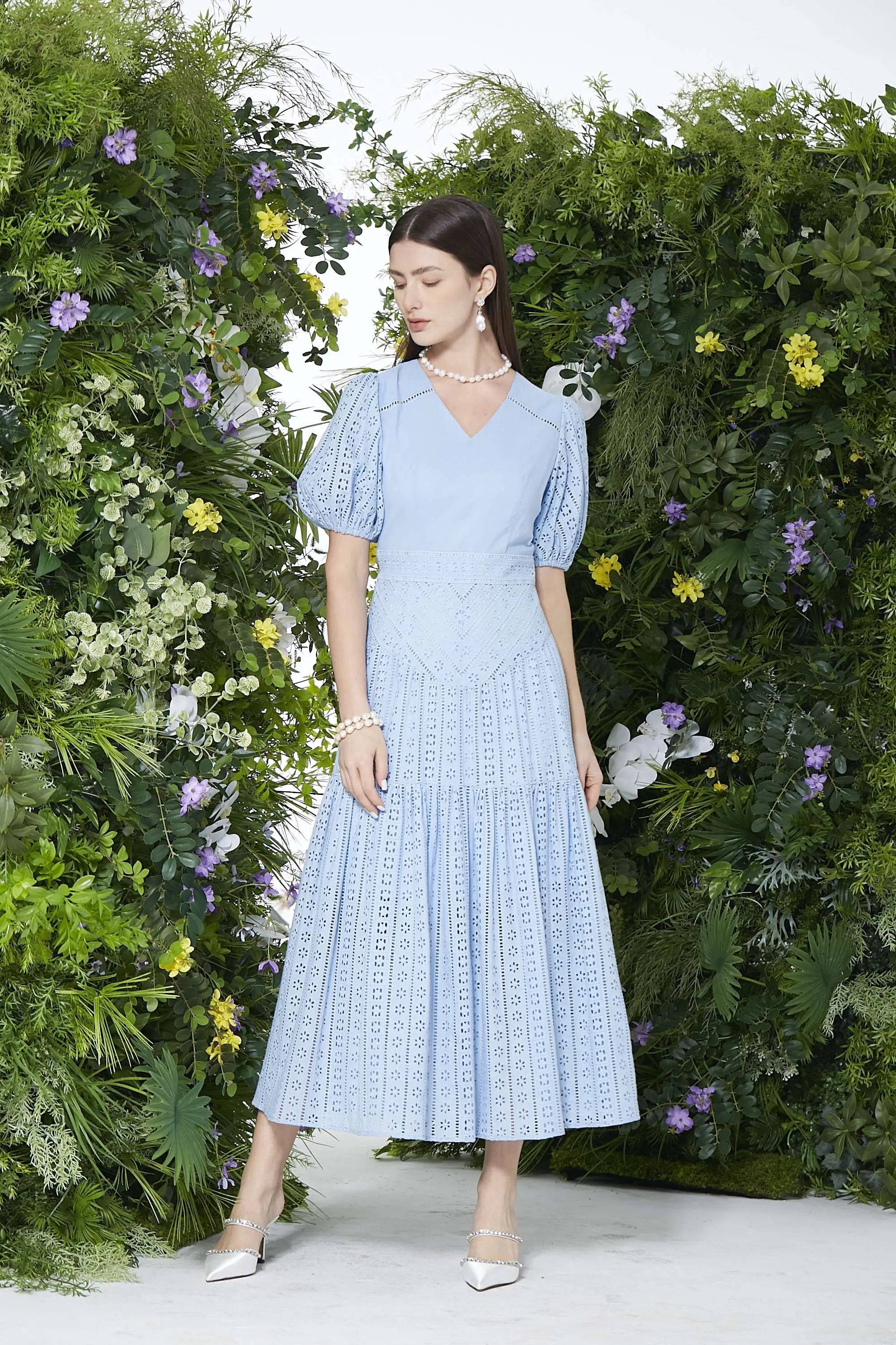 2024 Summer New Style Dresses with a Slim Waist and High end Exquisite Brand Lace Skirt for Children ULA