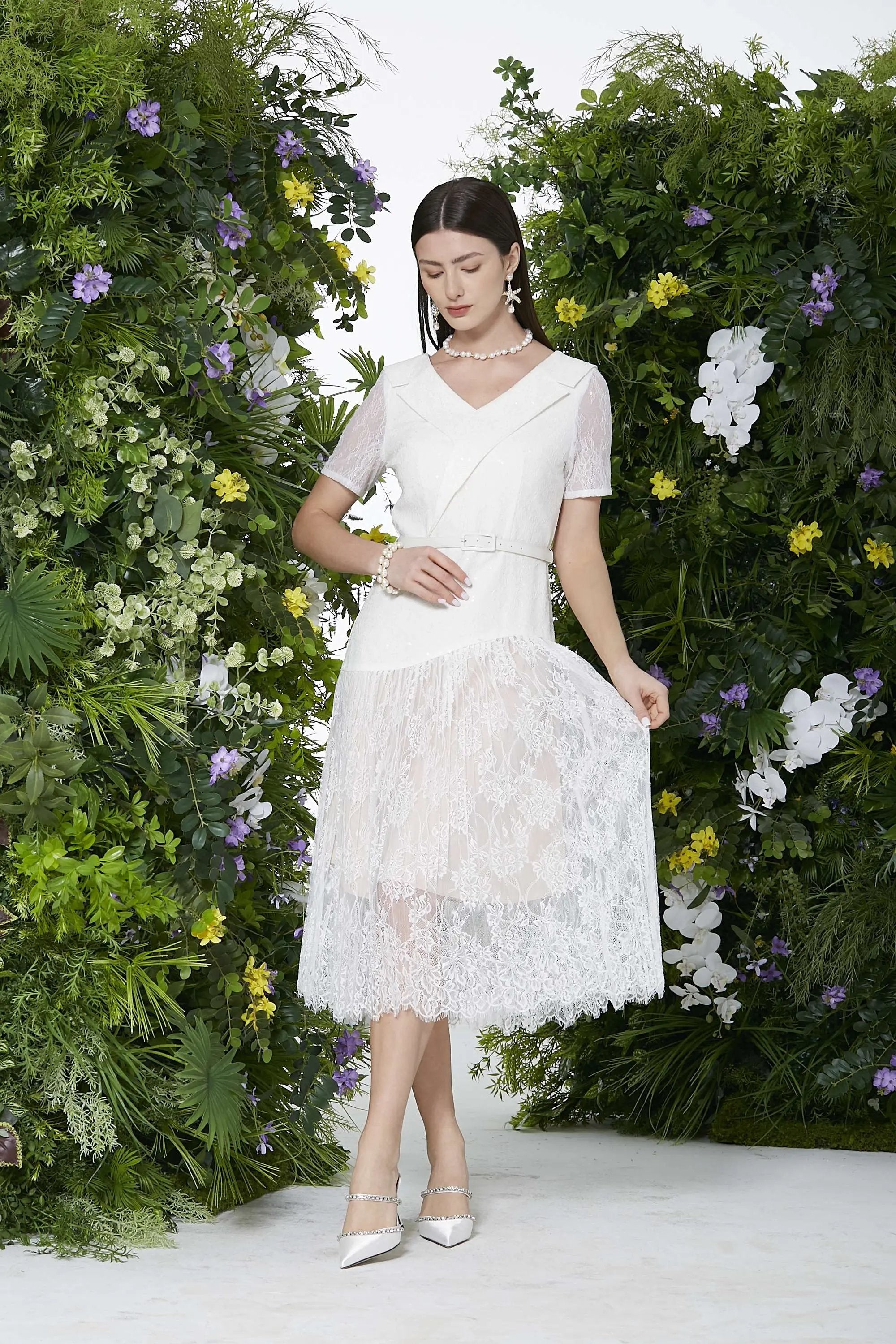 Fashionable embroidered pleated skirt for children's high-end dress ULA