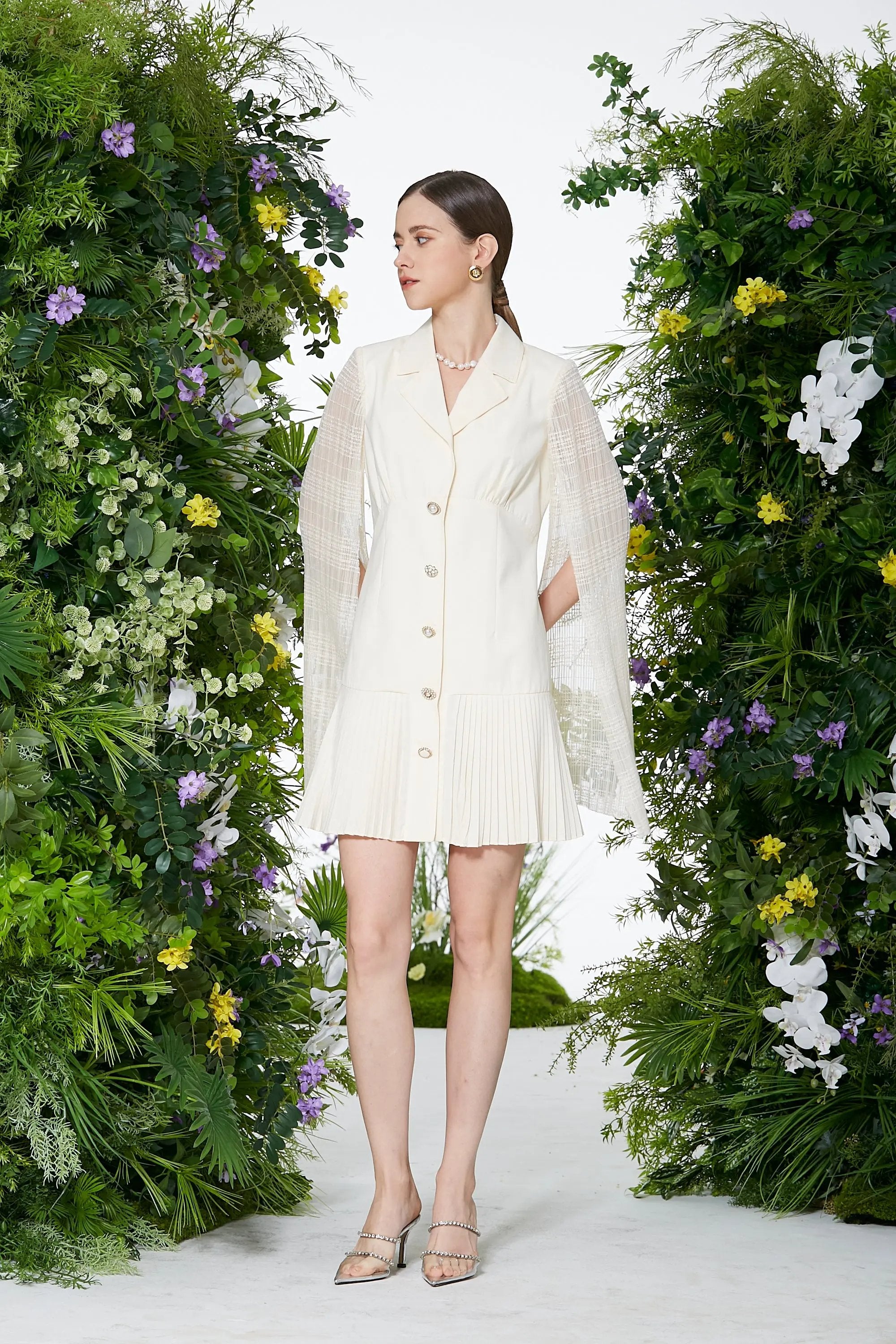 Chic Ivory Cape - Sleeve Dress ULA