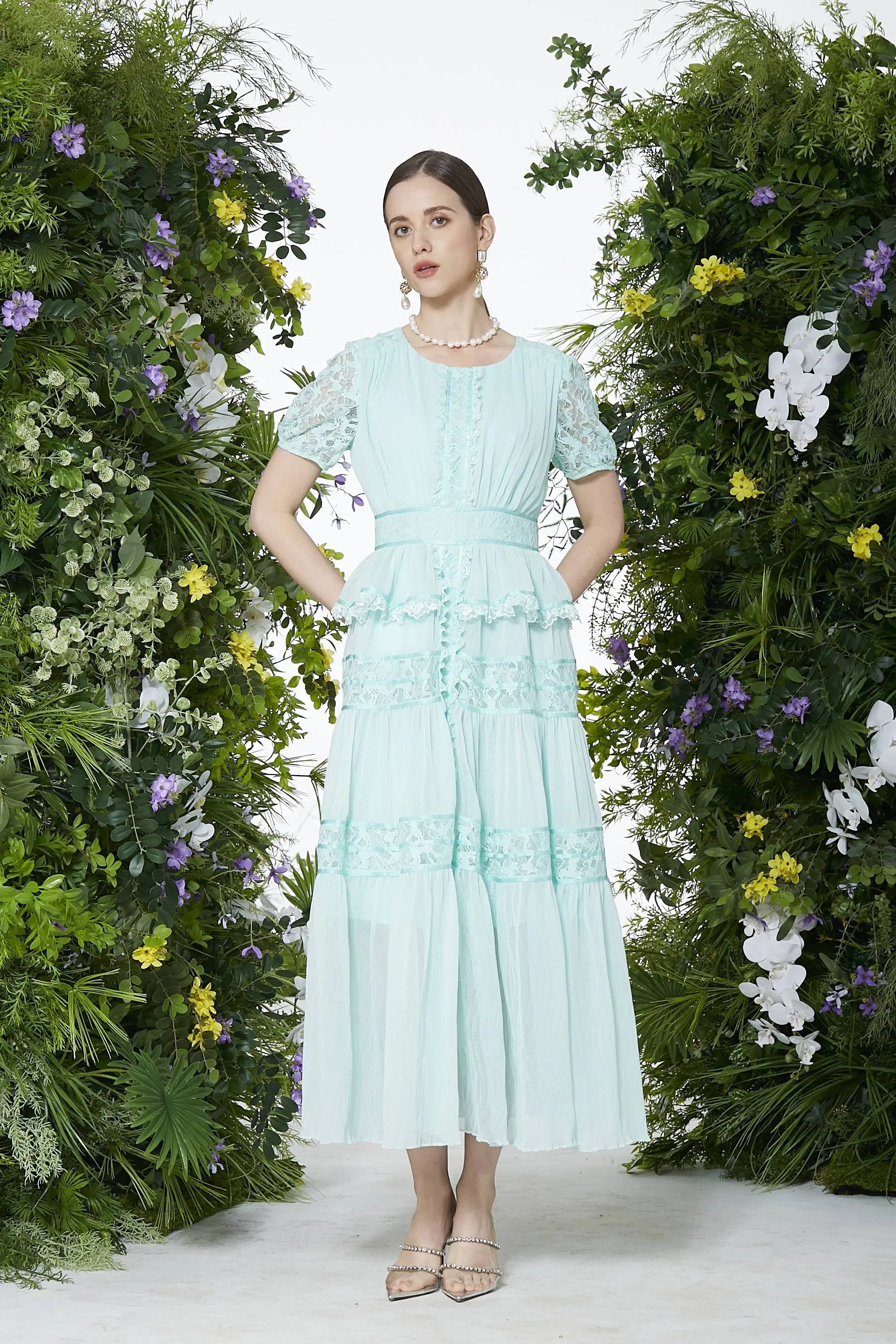 Women’s Romantic Tiered Lace Victorian-Inspired Dress ULA