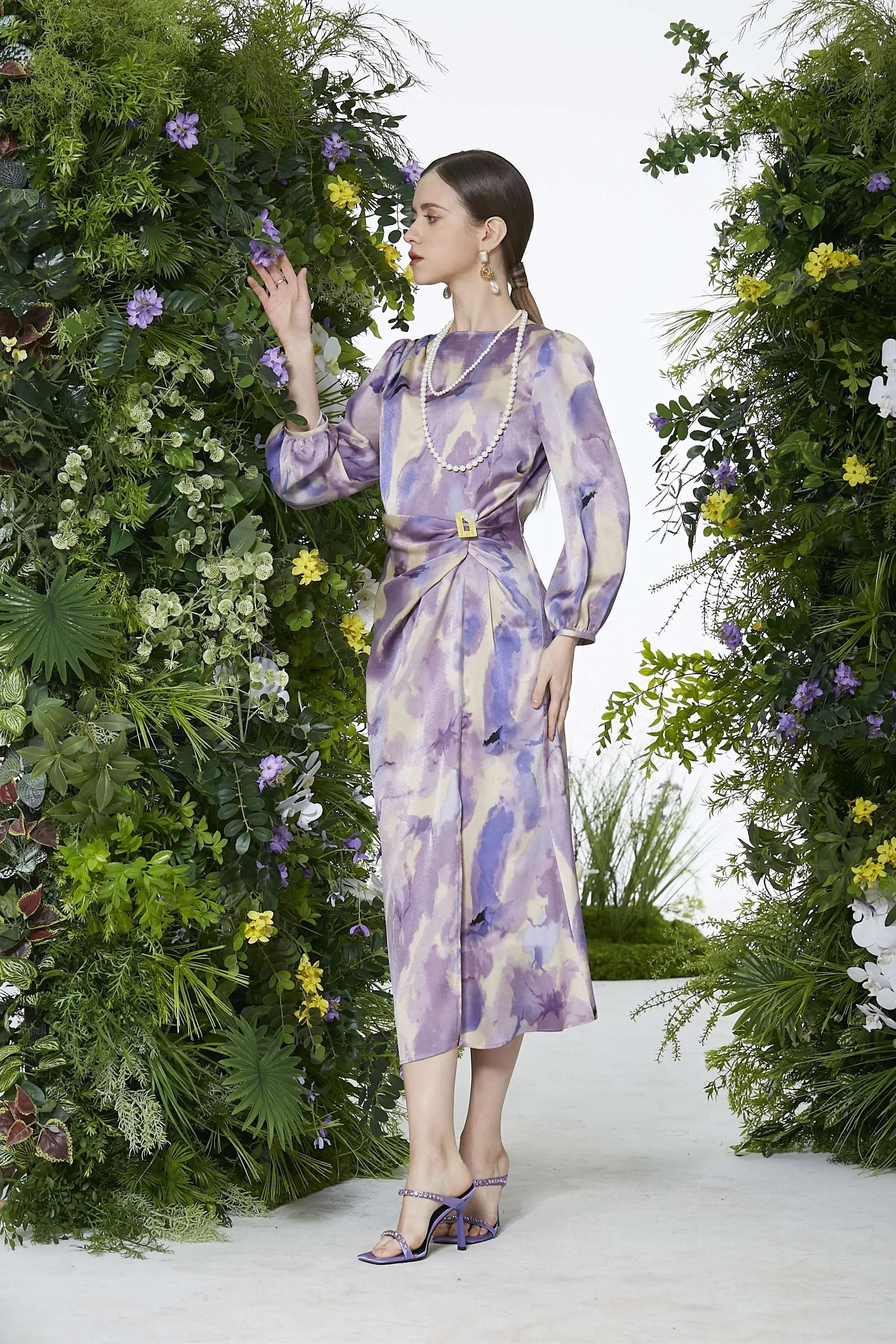 Women’s Elegant knee-length With a Watercolor Dress ULA