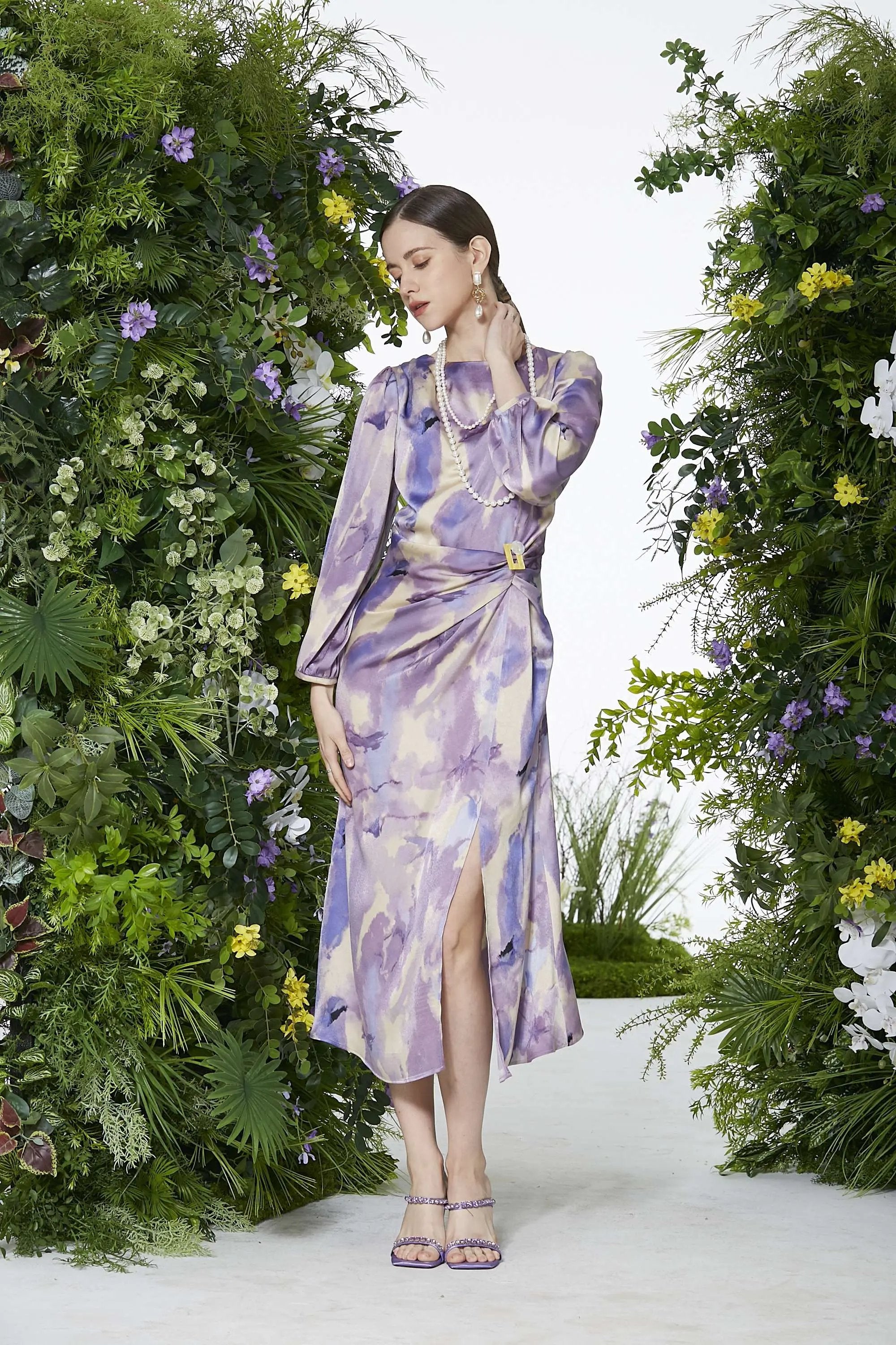 Women’s Elegant knee-length With a Watercolor Dress ULA