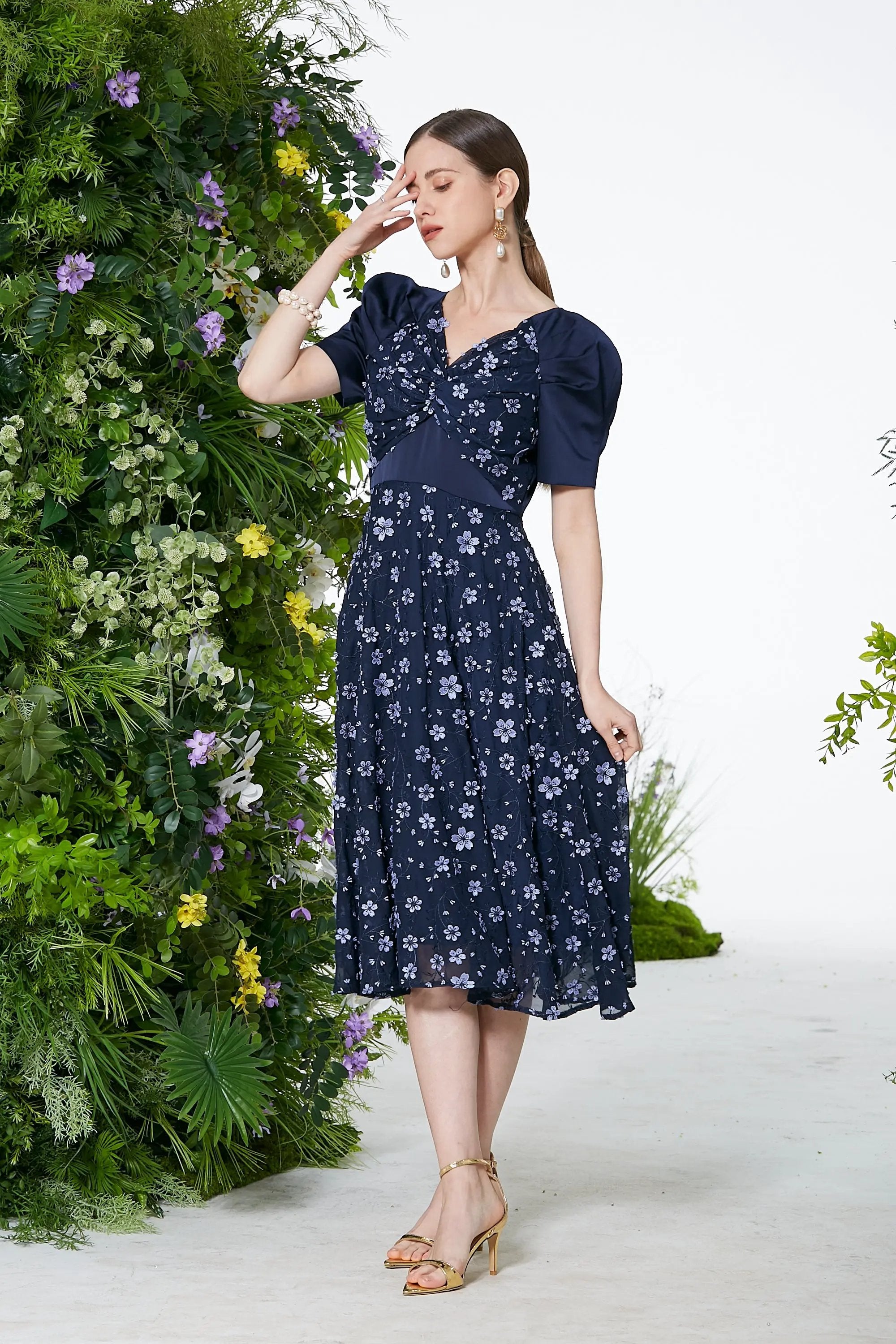 Pretty Navy Blue Floral Dress - Fresh Style ULA