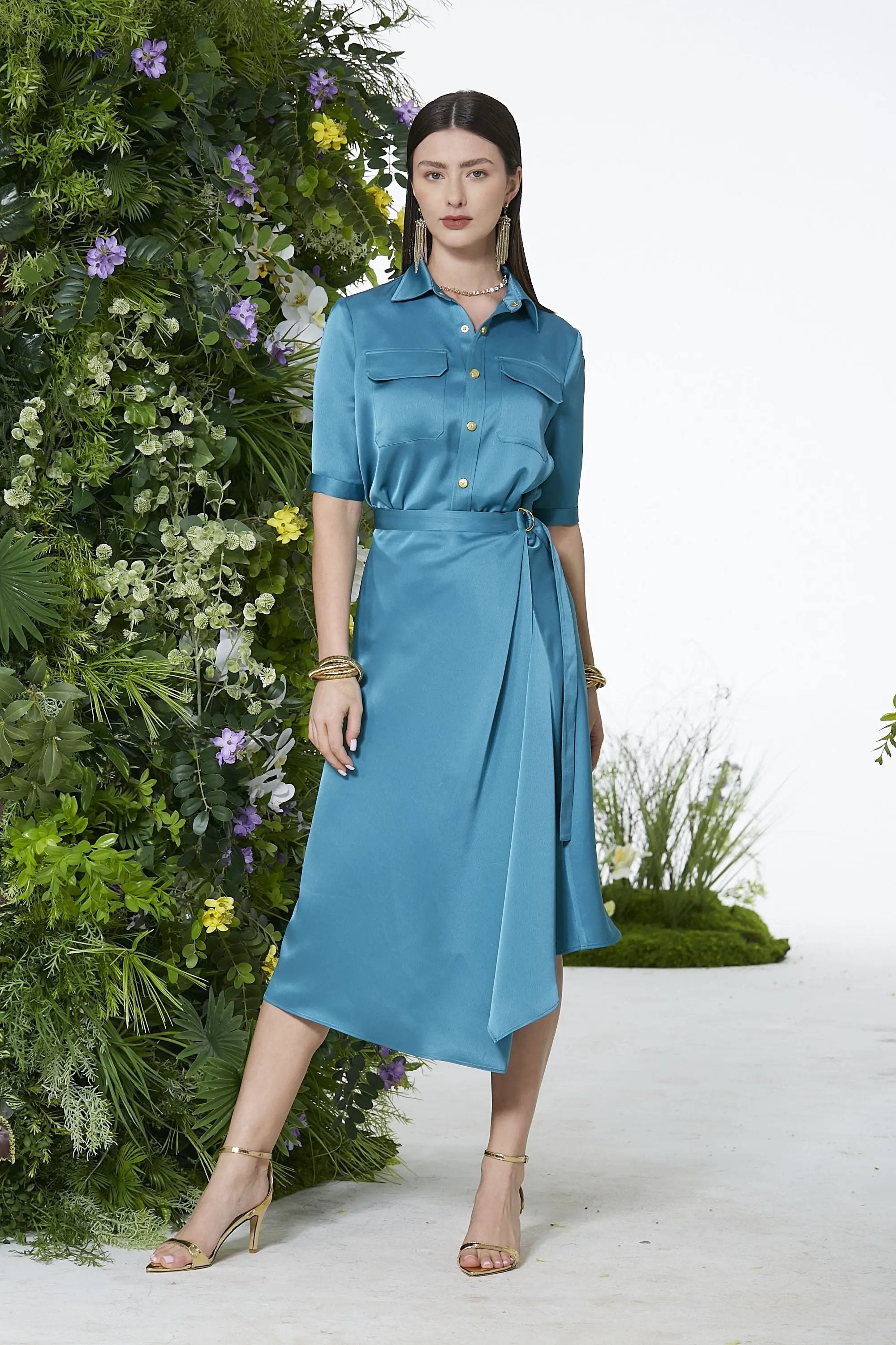 Ladies' Spring and Summer V-neck Belt Versatile Dess with Temperament ULA