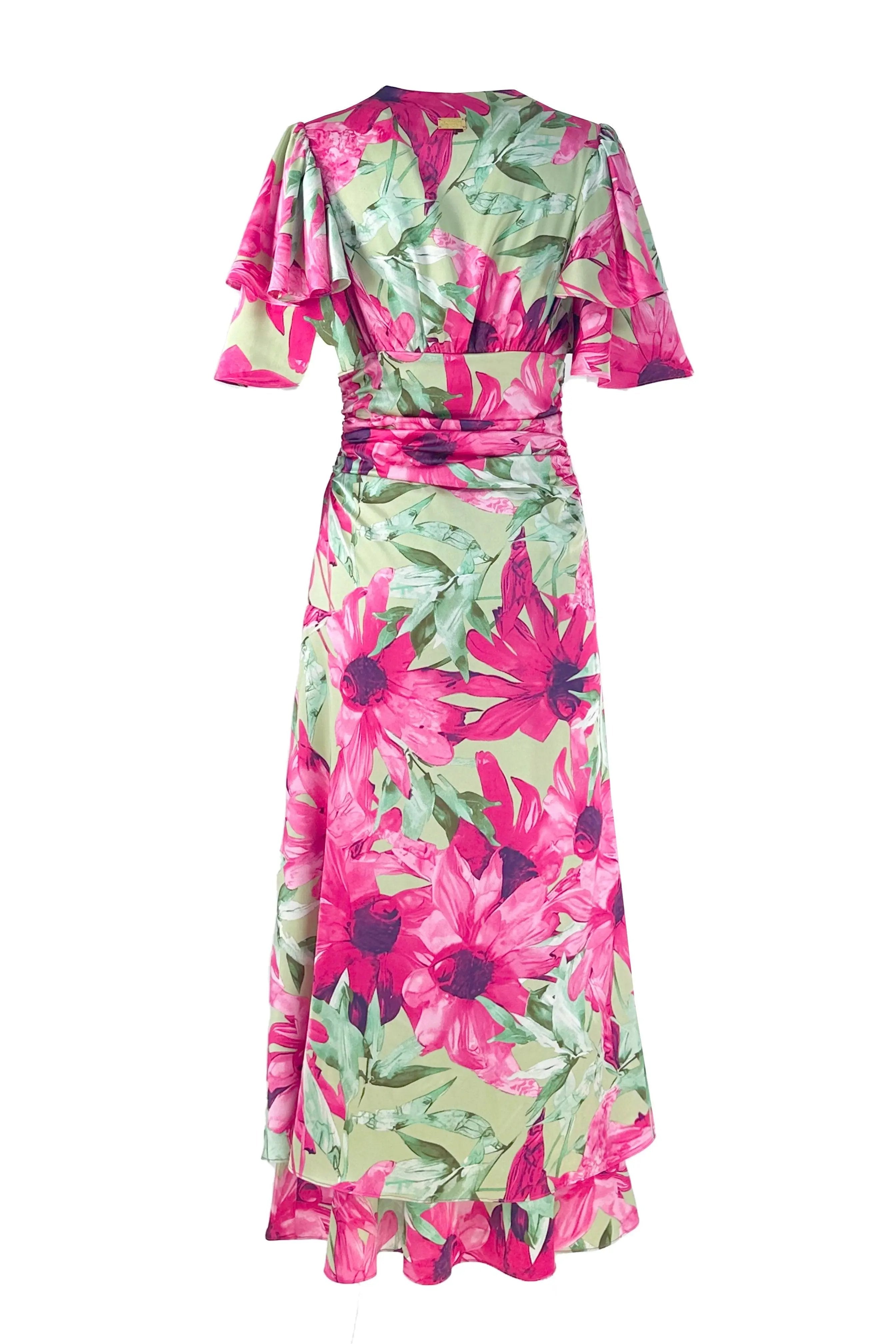 Summer floral chiffon ruffle edge dress for women with small stature, high-end French style vacation beach dress, summer ULA