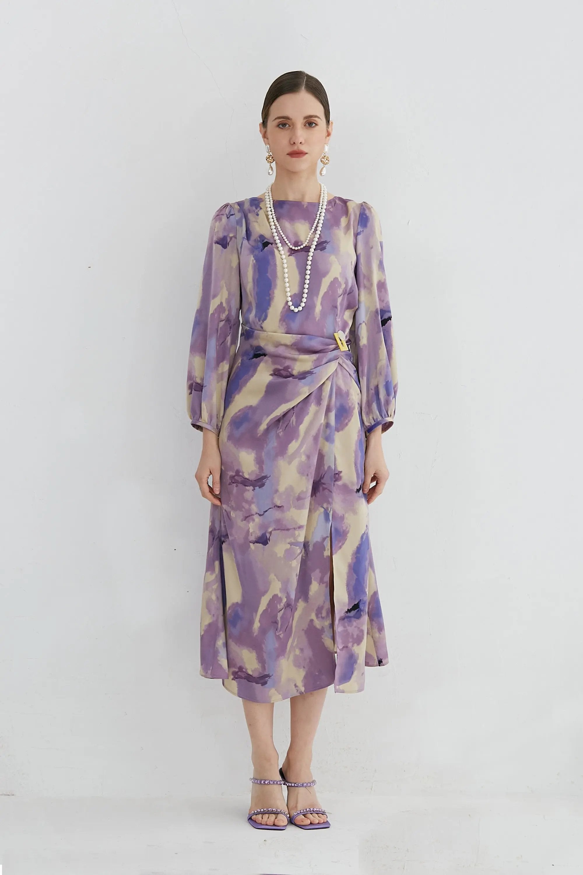 Women’s Elegant knee-length With a Watercolor Dress ULA