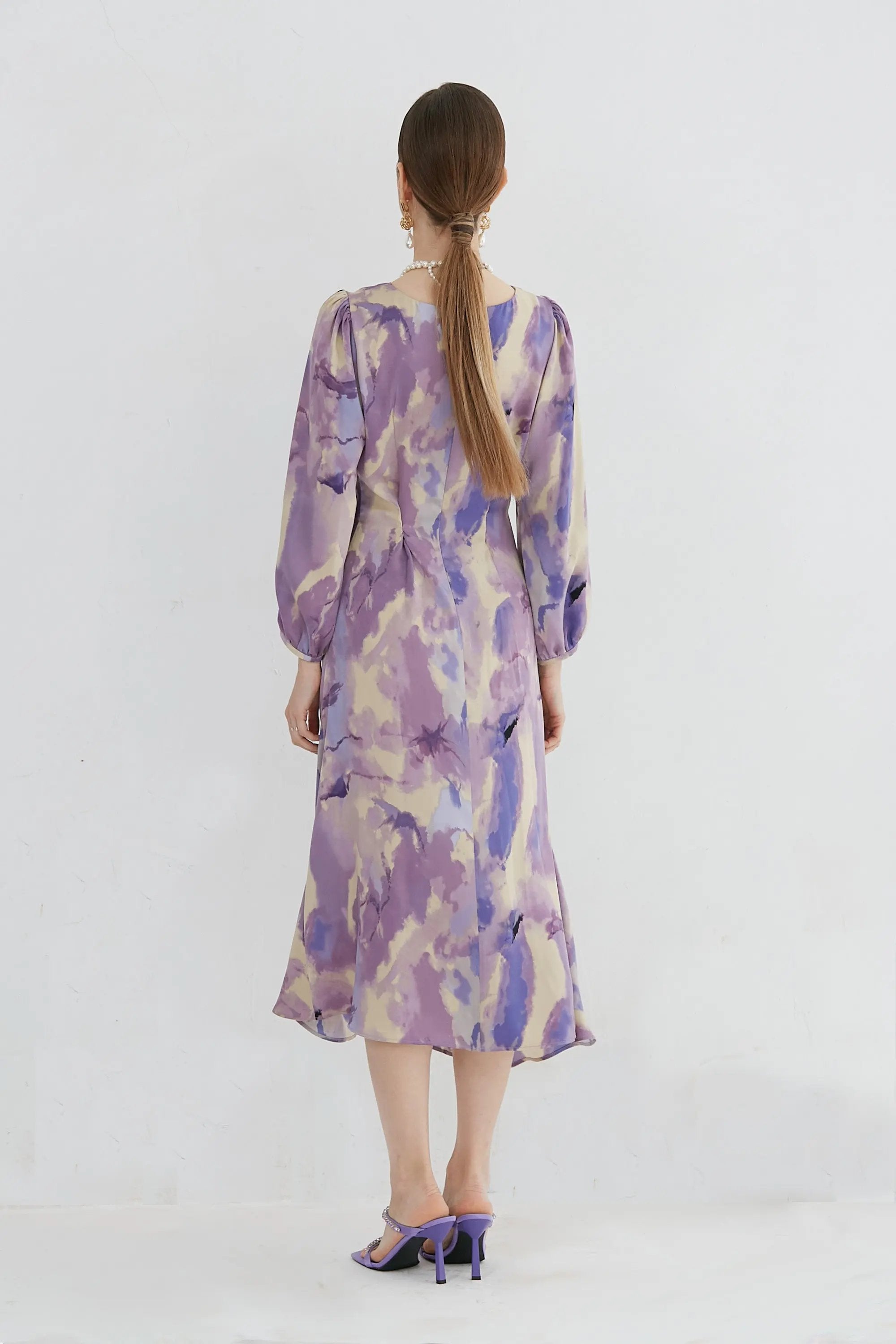 Women’s Elegant knee-length With a Watercolor Dress ULA