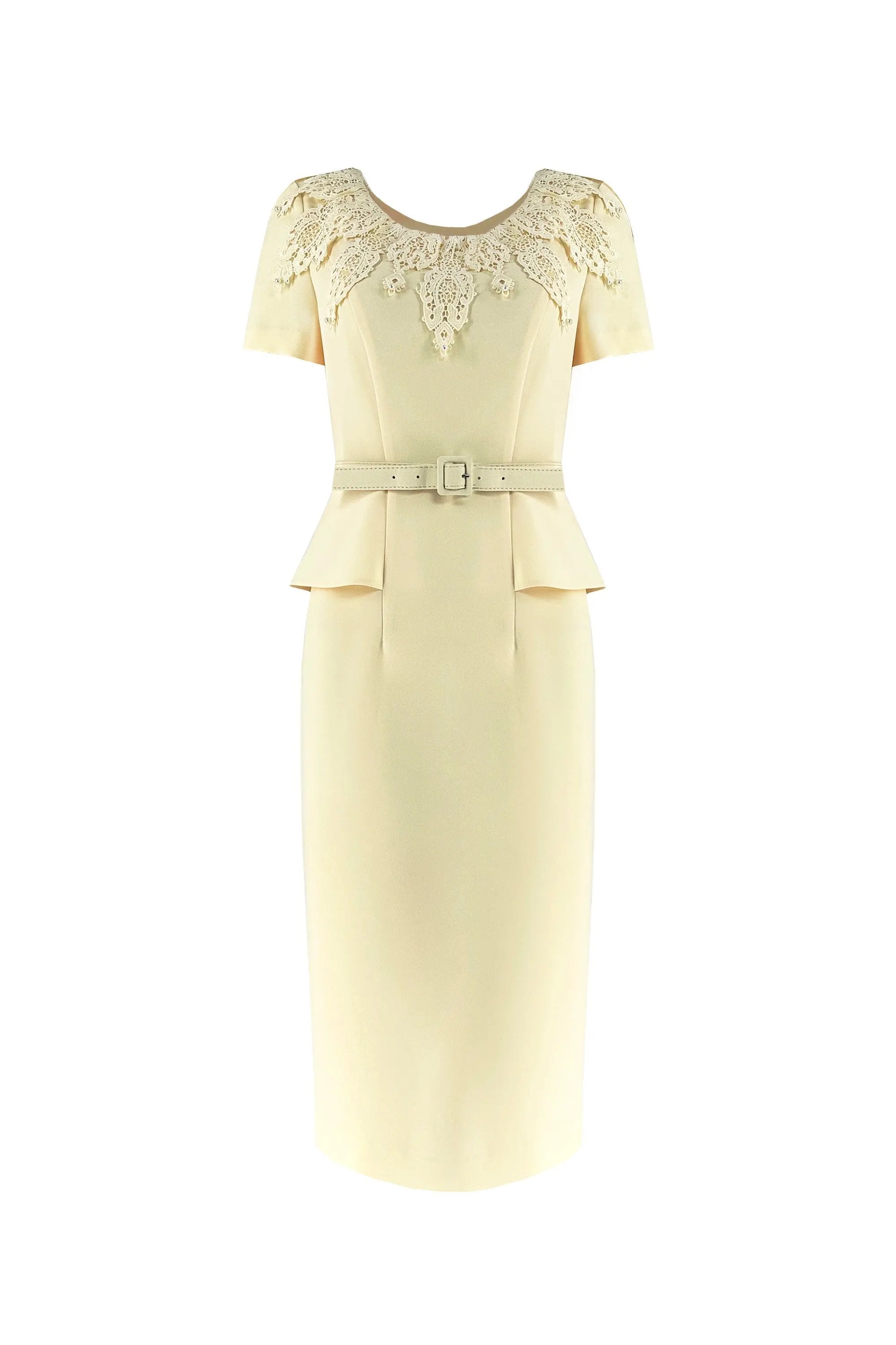 Women’s Summer Milky Yellow Lace Temperament Dress ULA