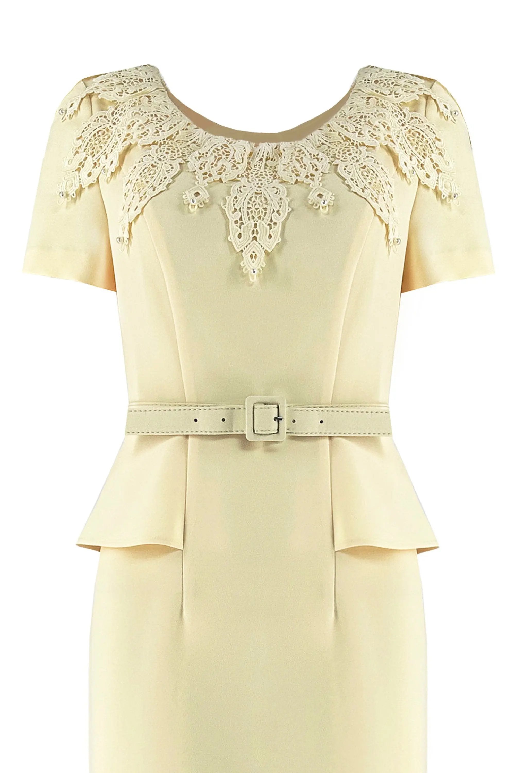 Women’s Summer Milky Yellow Lace Temperament Dress ULA