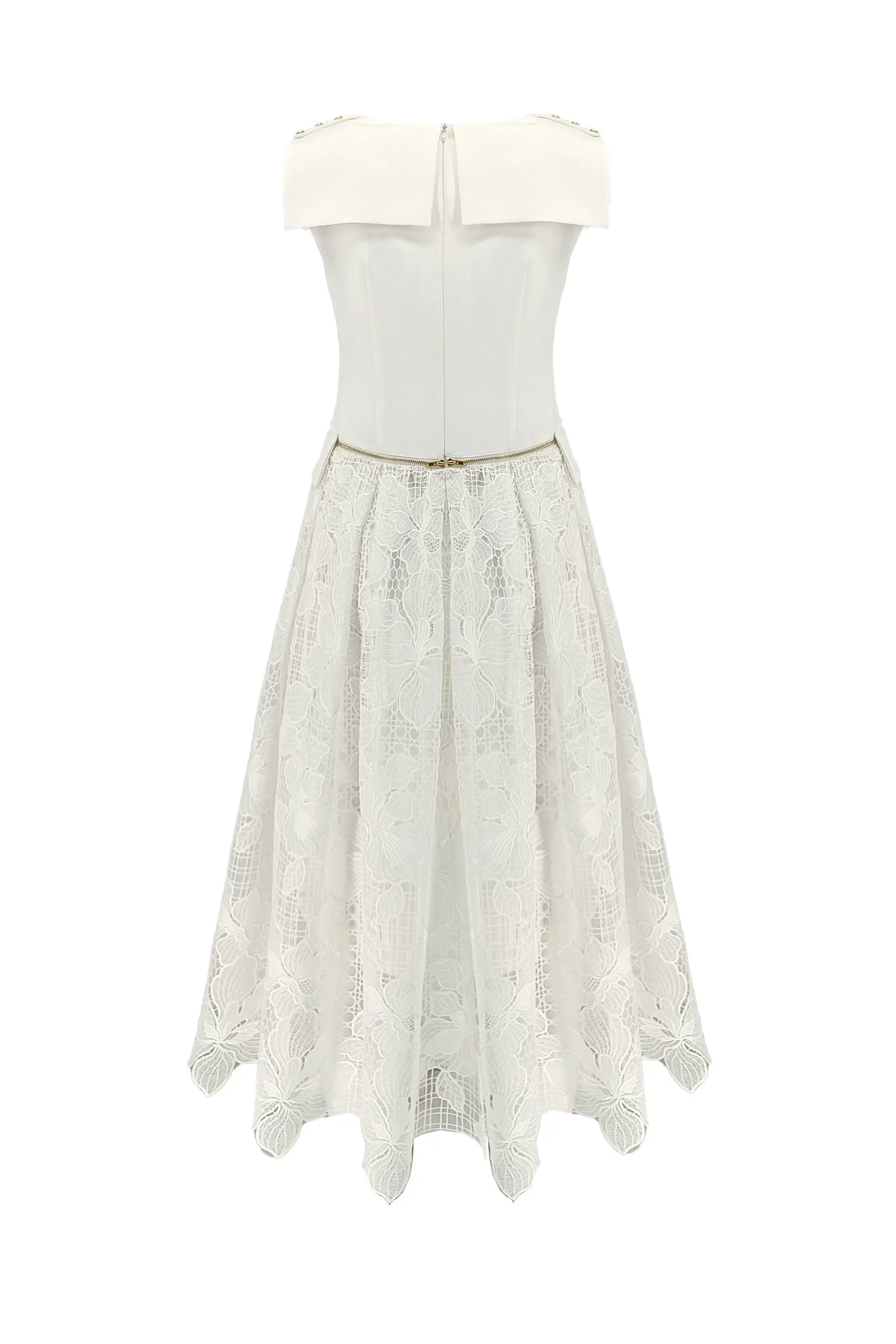 Elegant temperament lapel pleated sleeveless dress double V-neck simple waist hide meat thin A-line pleated vest dress ULA