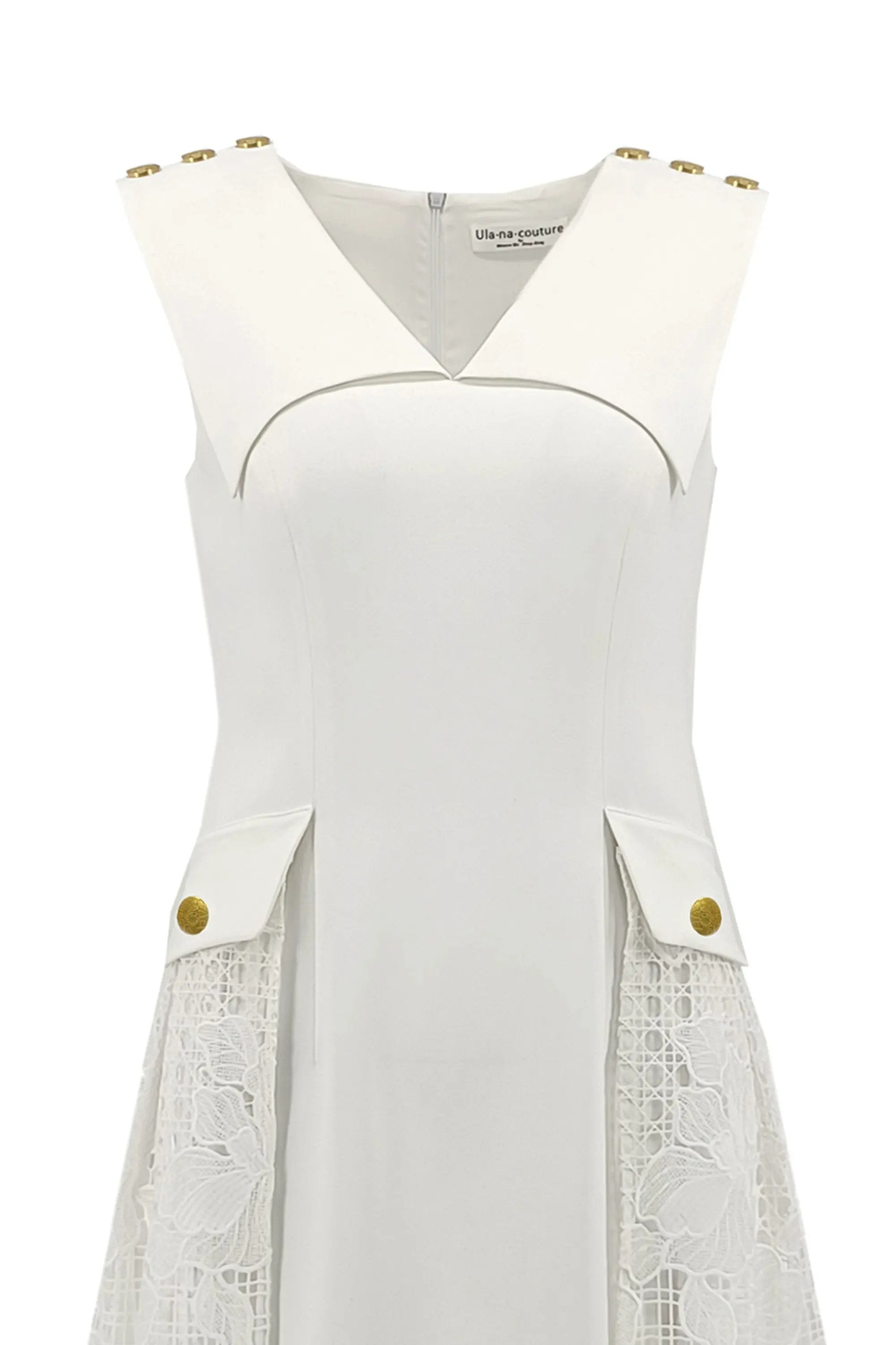 Elegant temperament lapel pleated sleeveless dress double V-neck simple waist hide meat thin A-line pleated vest dress ULA