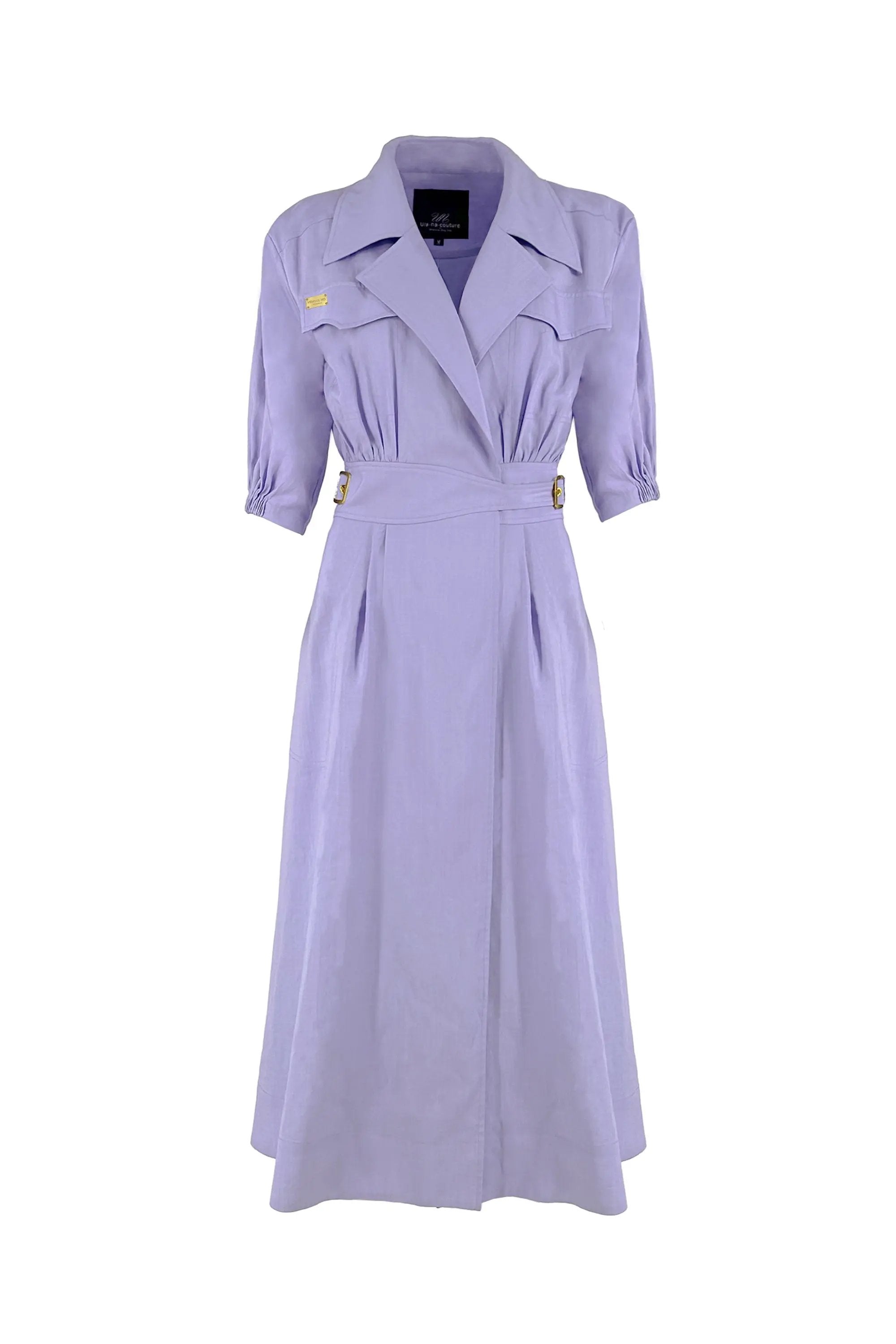 Women’s Spring High Elegant Intellectual V-neck Nipped Waists Dress ULA