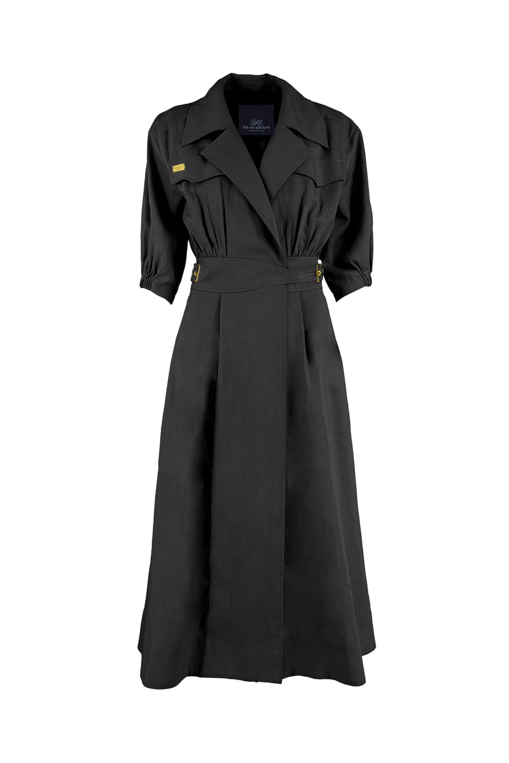 Women’s Spring High Elegant Intellectual V-neck Nipped Waists Dress ULA