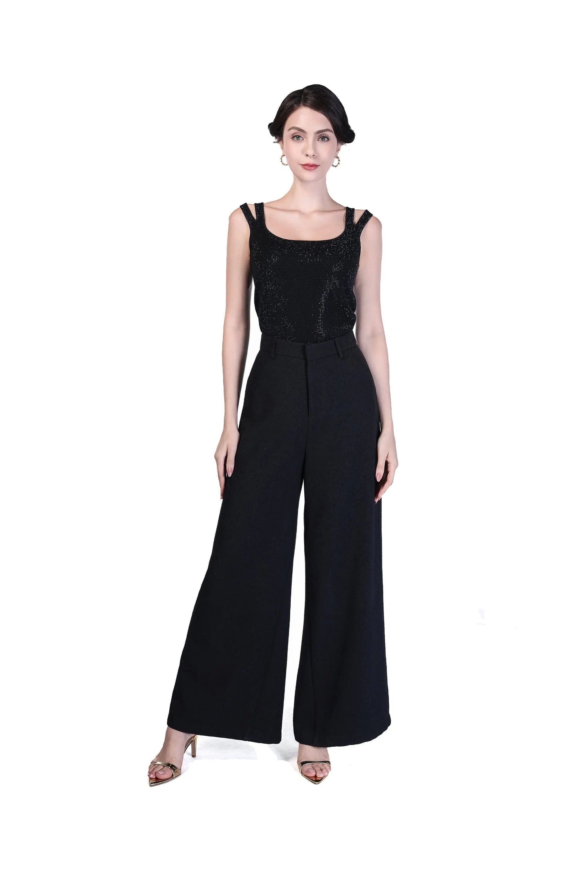 Glamourous Black Sparkle Tank ULA