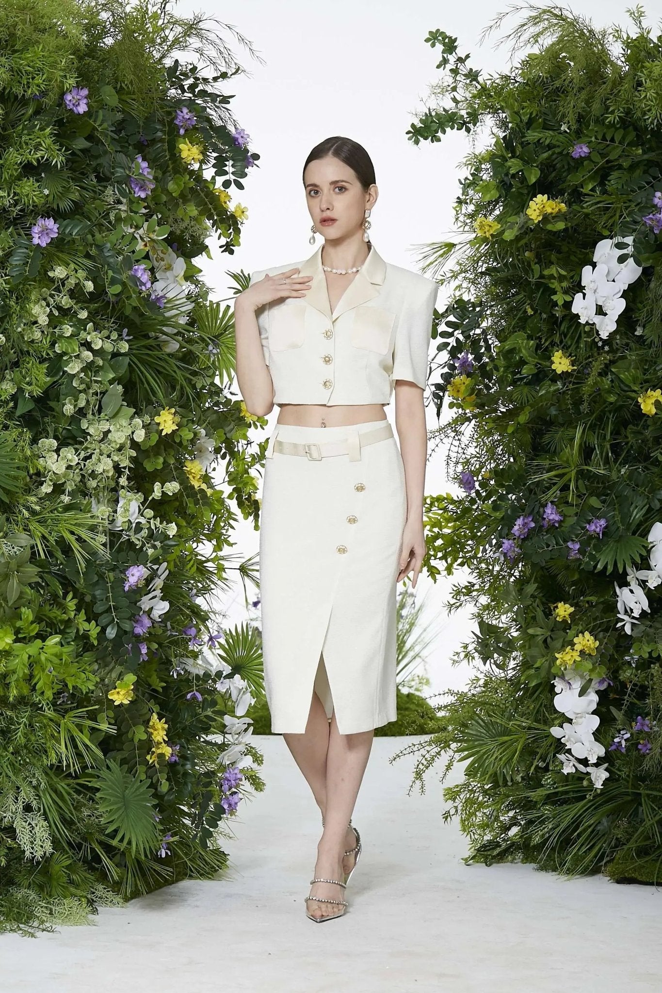 Ladies' Summer Sexy Temperament V-neck Suit Skirt ULA