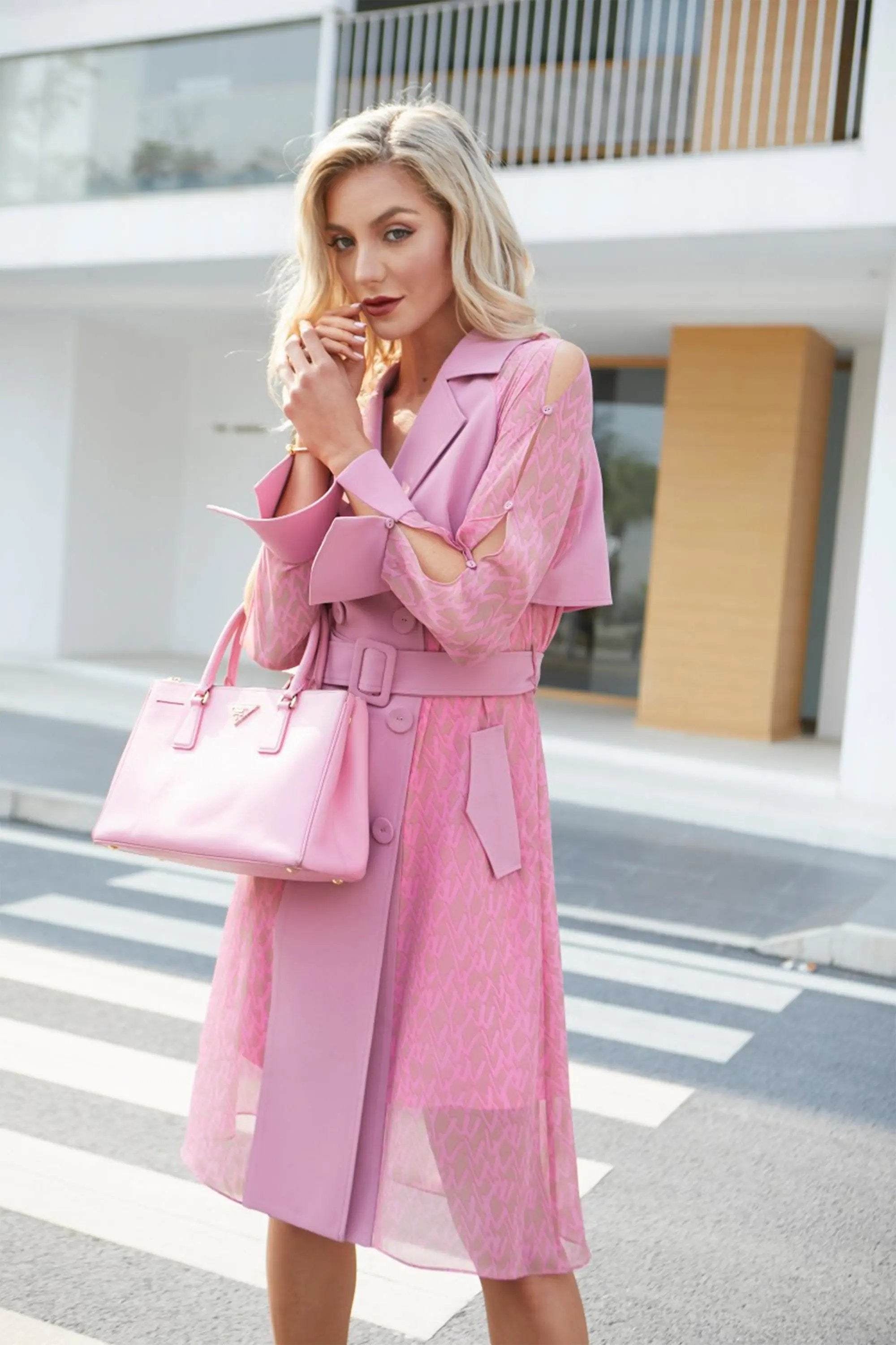 Stylish Pink Trench Coat ULA