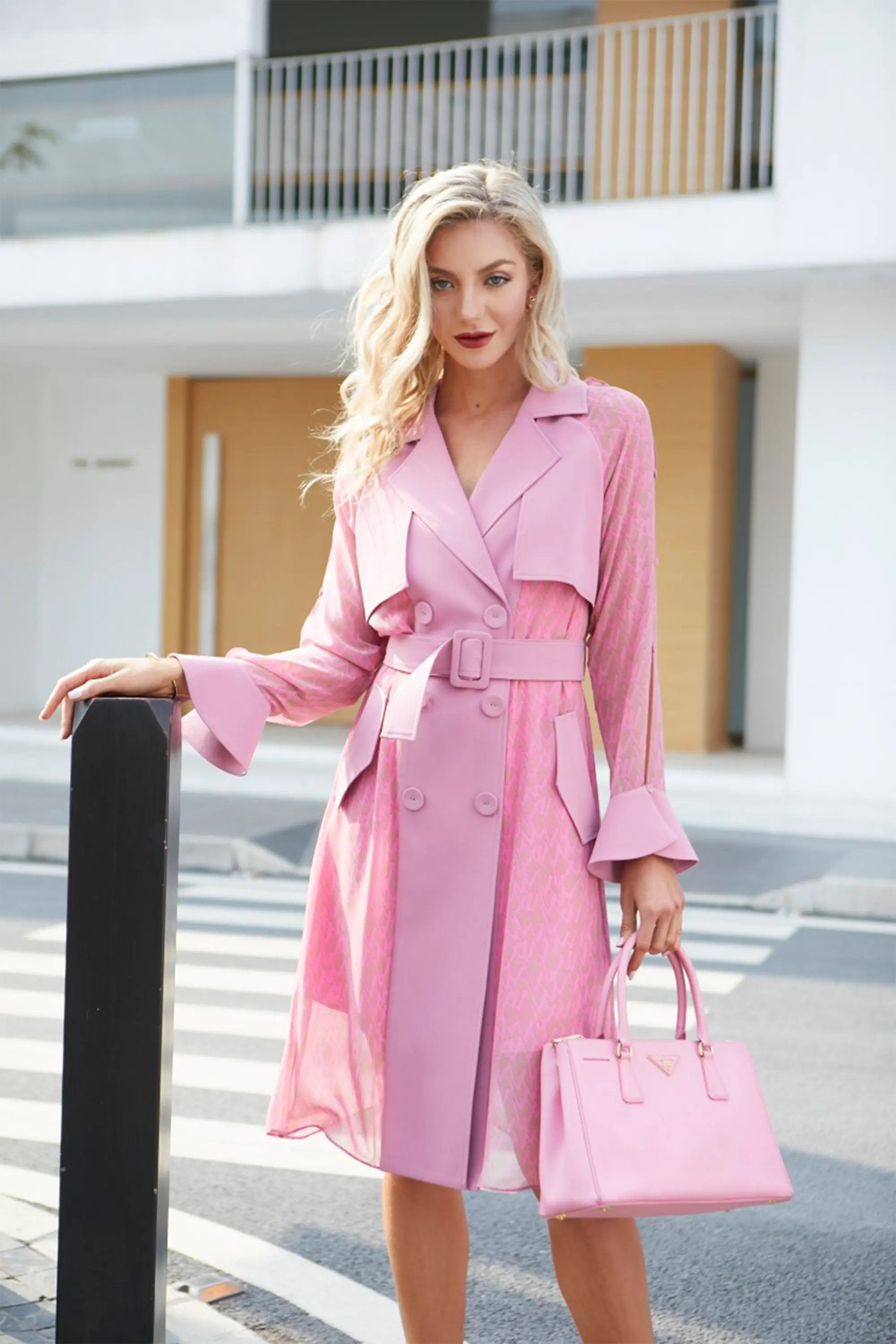Stylish Pink Trench Coat ULA