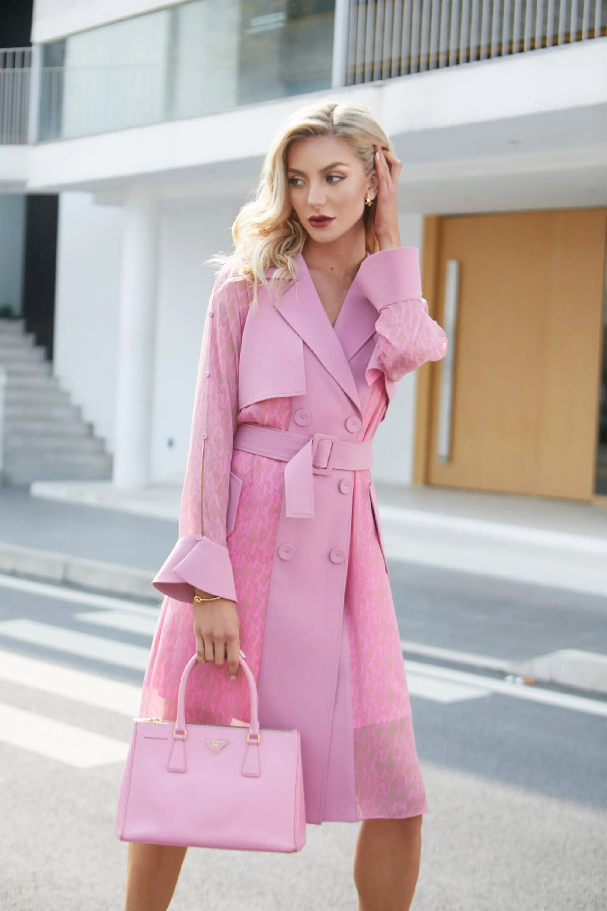 Stylish Pink Trench Coat ULA