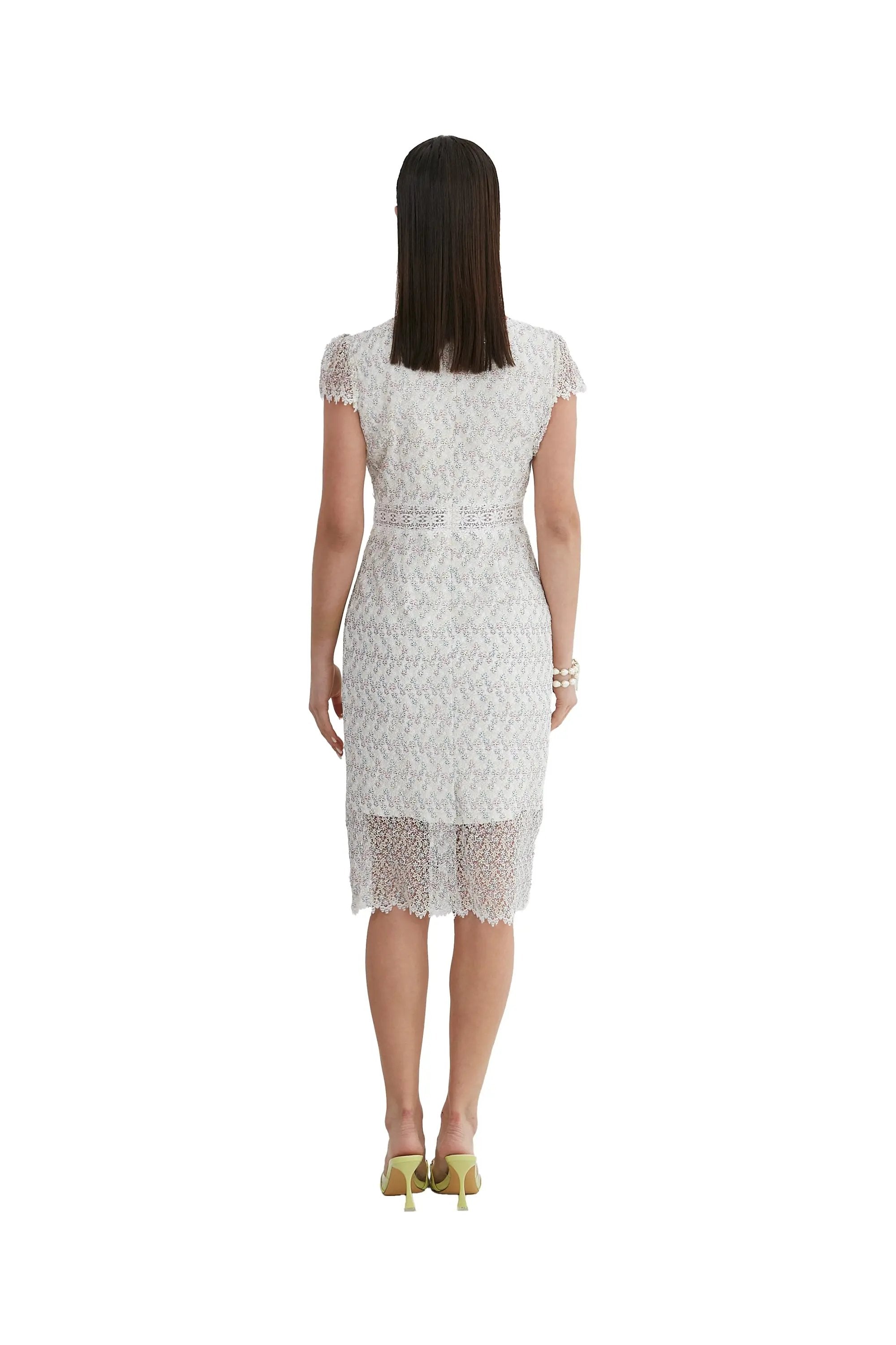 Elegant Ivory Lace Sheath Dress ULA