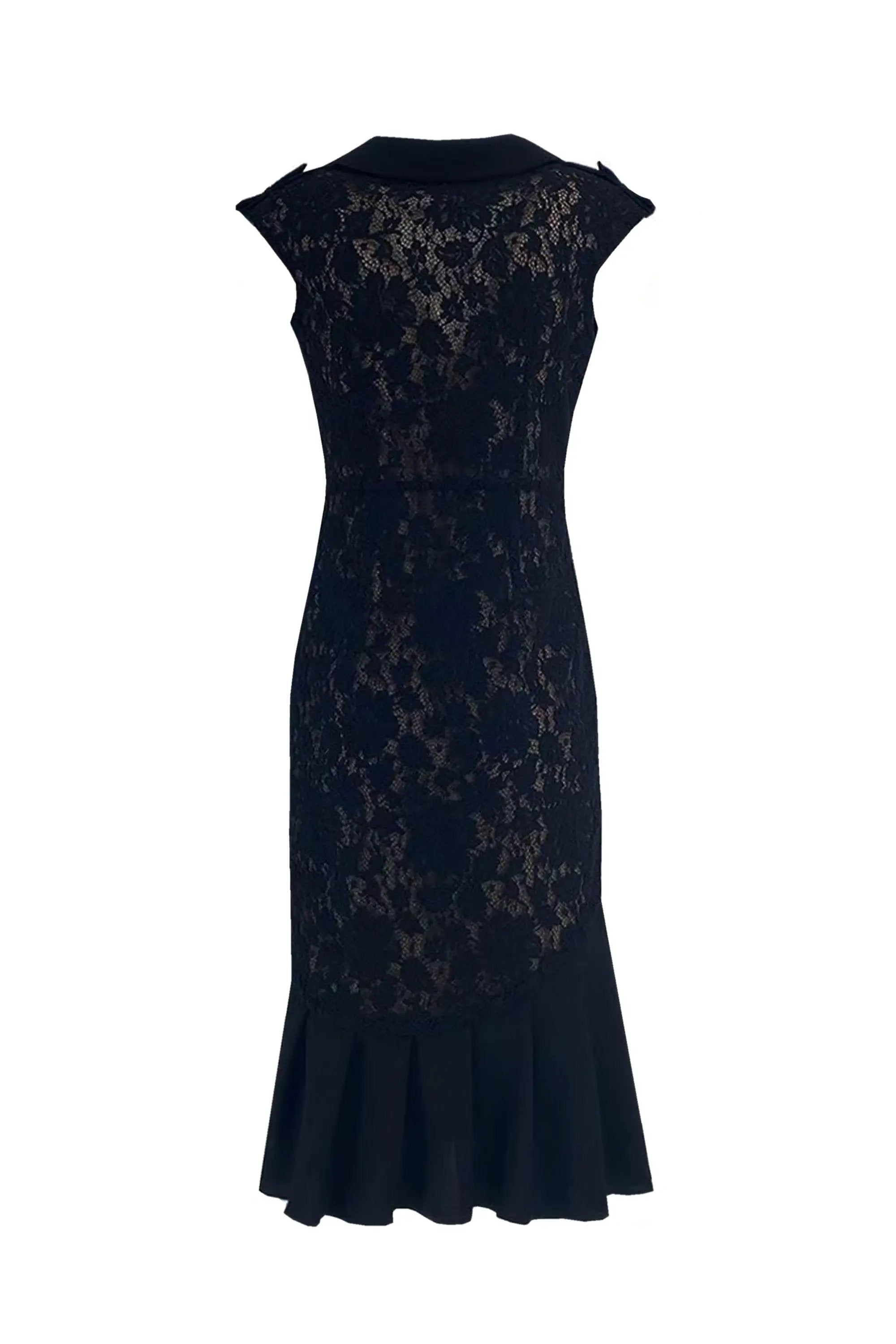 Elegant Black Lace Midi Dress ULA