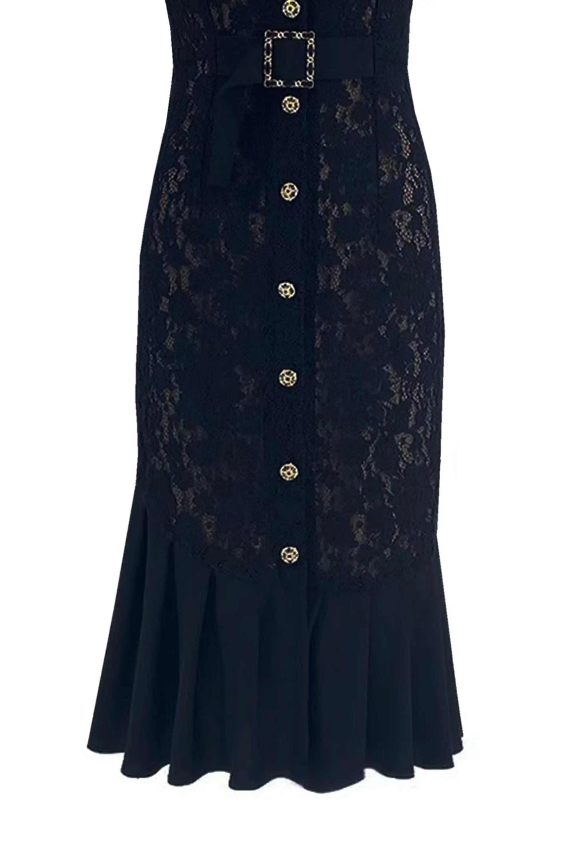 Elegant Black Lace Midi Dress ULA