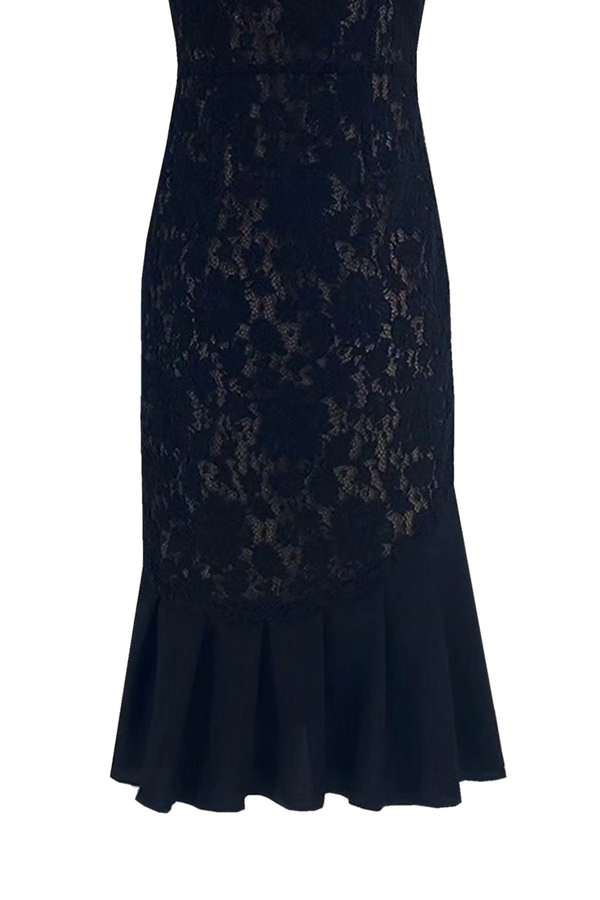 Elegant Black Lace Midi Dress ULA