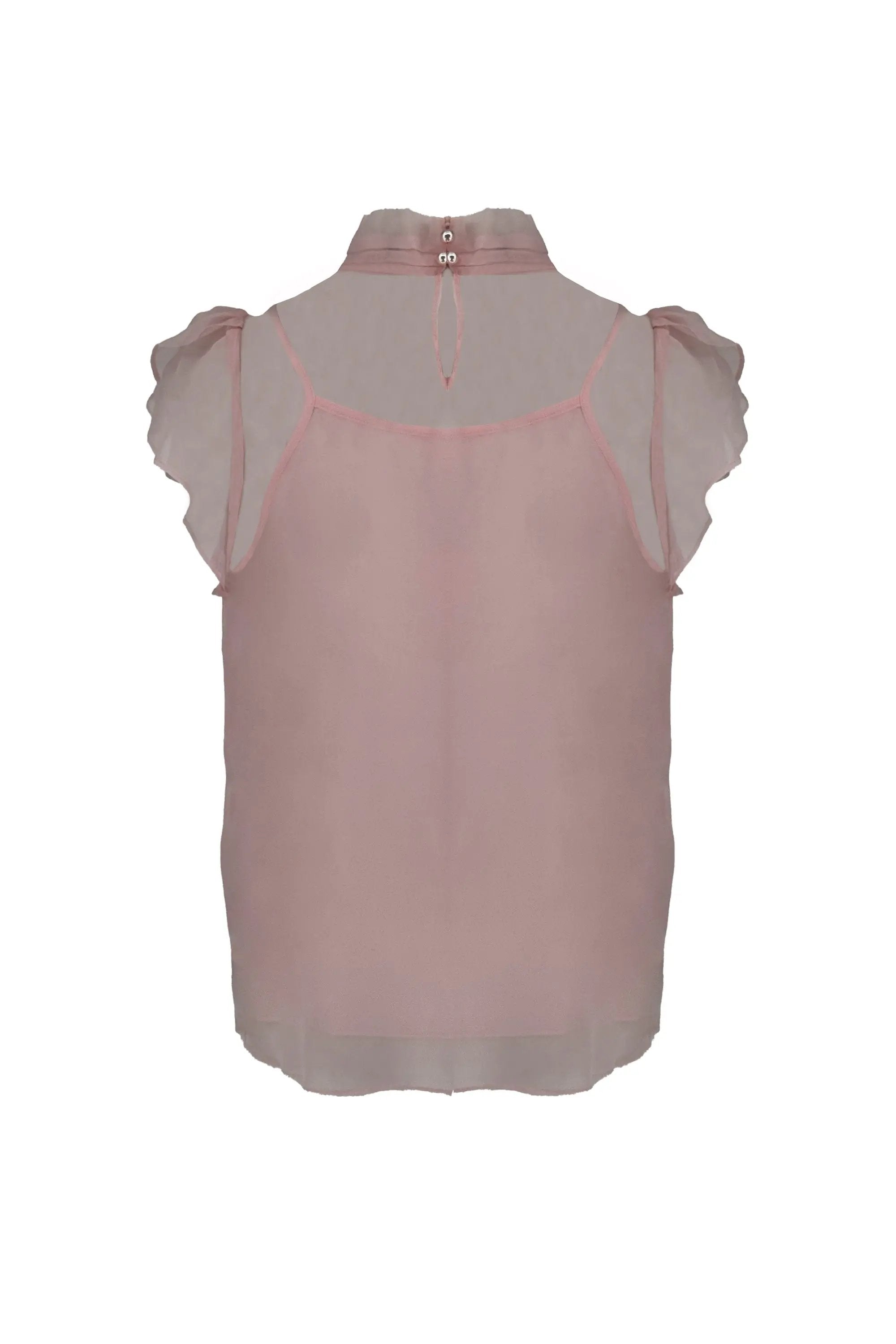 Chic Ensemble: Blush Pink Sheer Top with Plaid Pencil Skirt and Lace Details ULA