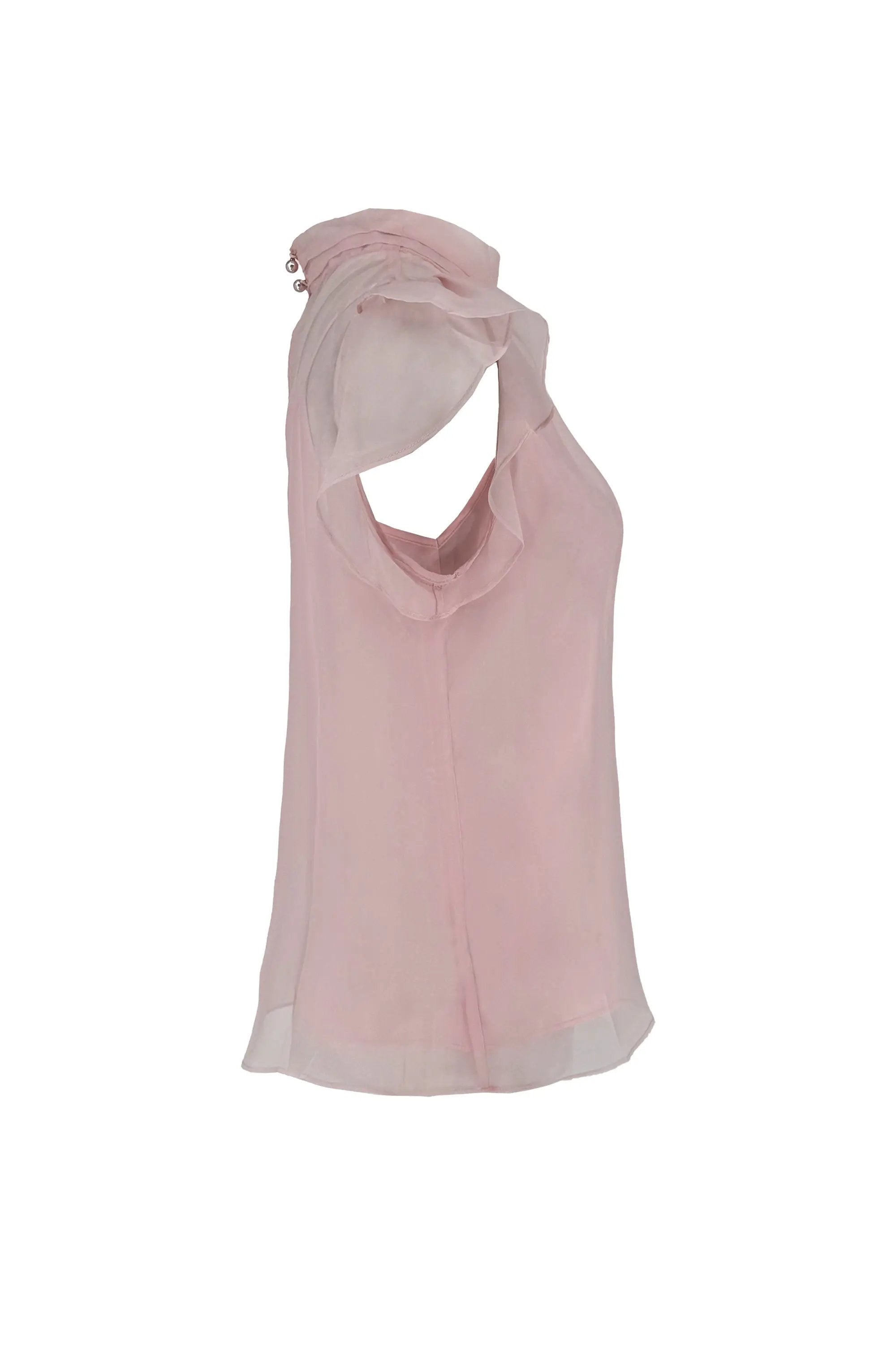 Chic Ensemble: Blush Pink Sheer Top with Plaid Pencil Skirt and Lace Details ULA