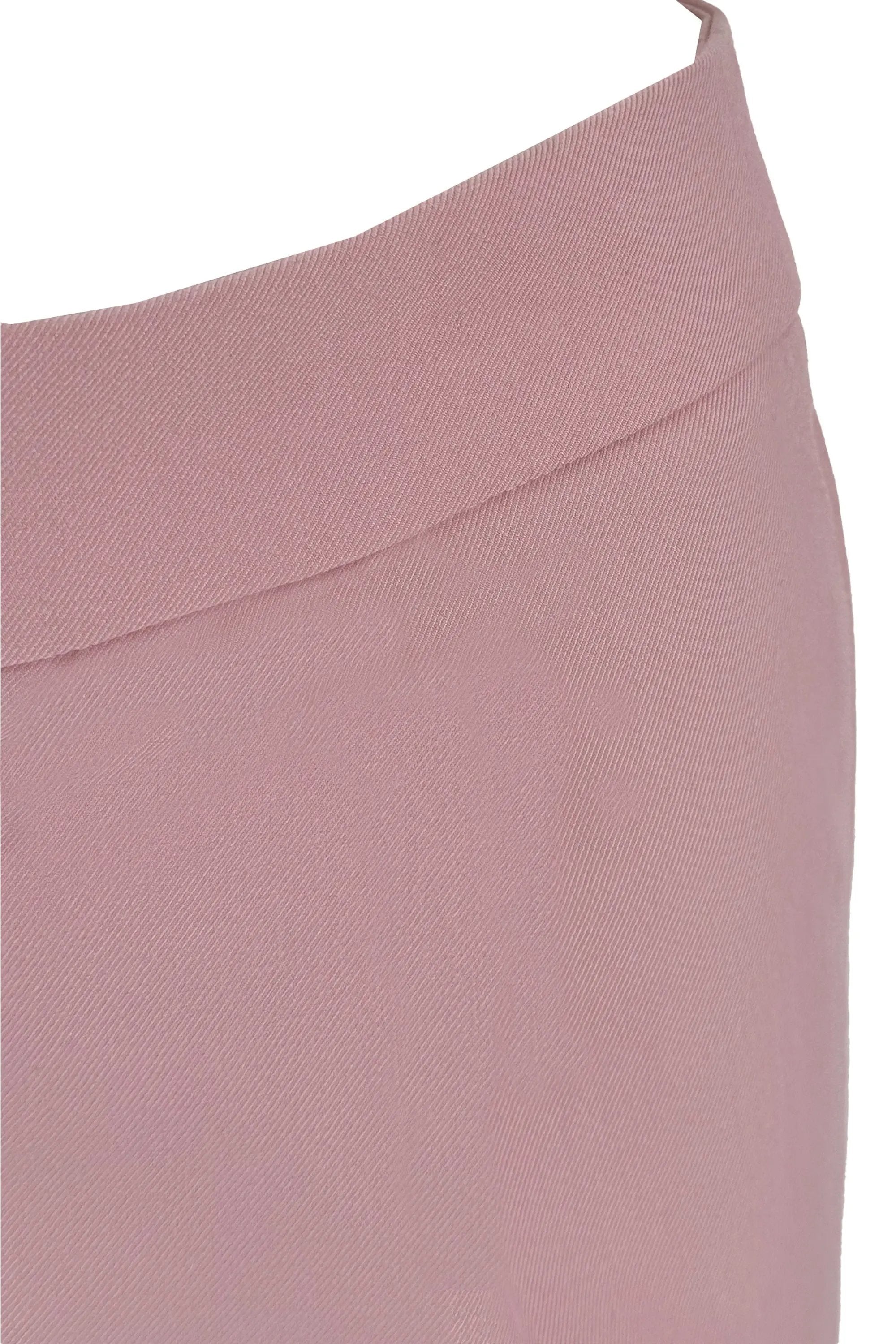 Stylish Ensemble: Plaid Sheer Peplum Top with Asymmetric - hem Pink Trousers ULA